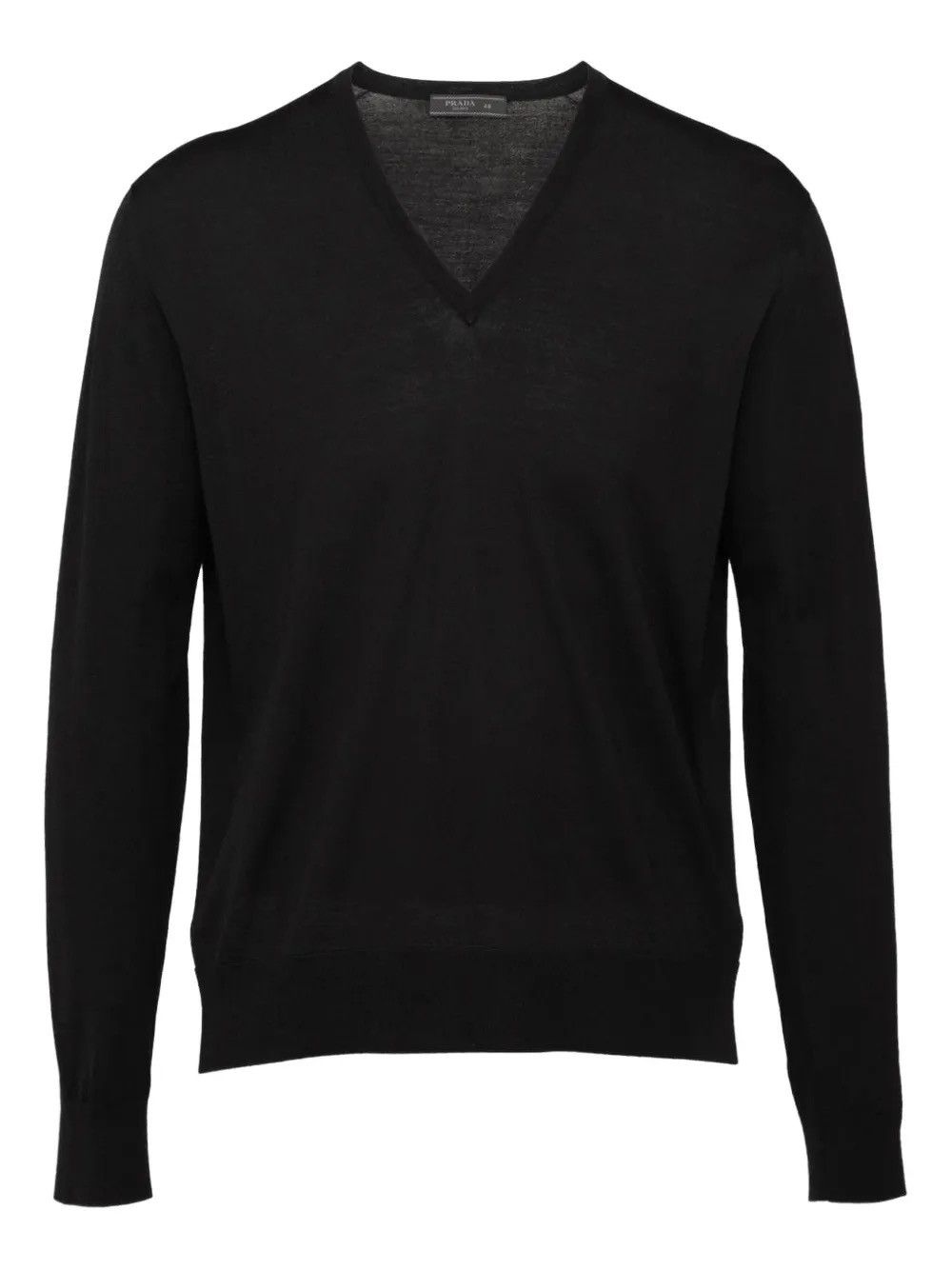 Prada Prada Milano Black V-Neck Sweater Cotton & Cashmere Jumper Size US L / EU 52-54 / 3 - 1 Thumbnail