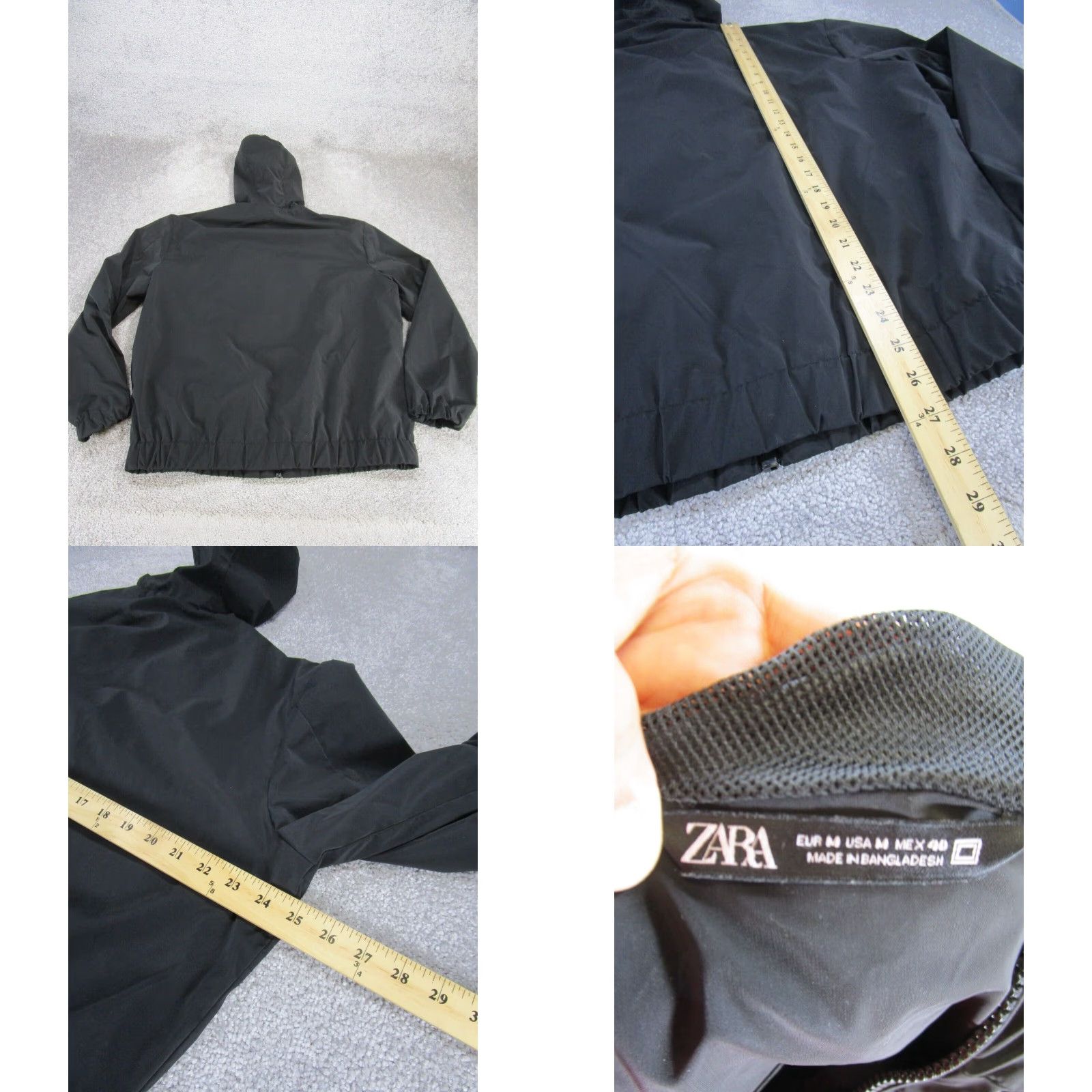 Zara Mens Soft Shell Jacket Black Medium Zara Windbreaker Hooded Size US M / EU 48-50 / 2 - 4 Thumbnail