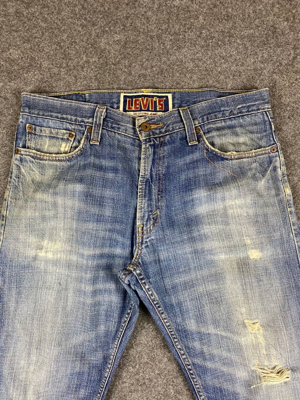Levi's levis 514 slim straight distressed denim nice design Size US 37 - 8 Thumbnail