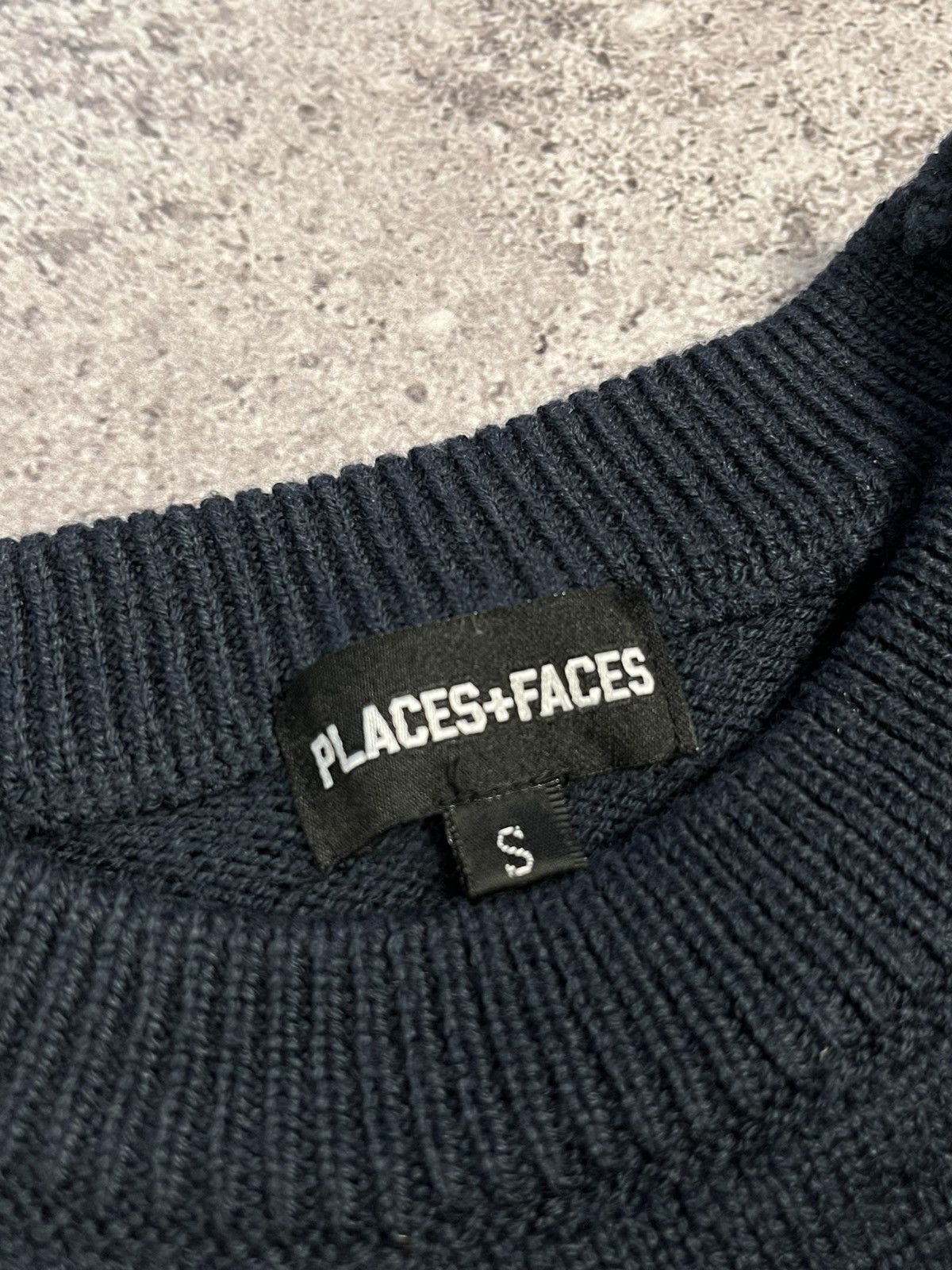 Places + Faces PLACES+FACES CAUTION KNITTED SWEATER NAVY SIZE S MENS Size US S / EU 44-46 / 1 - 4 Thumbnail