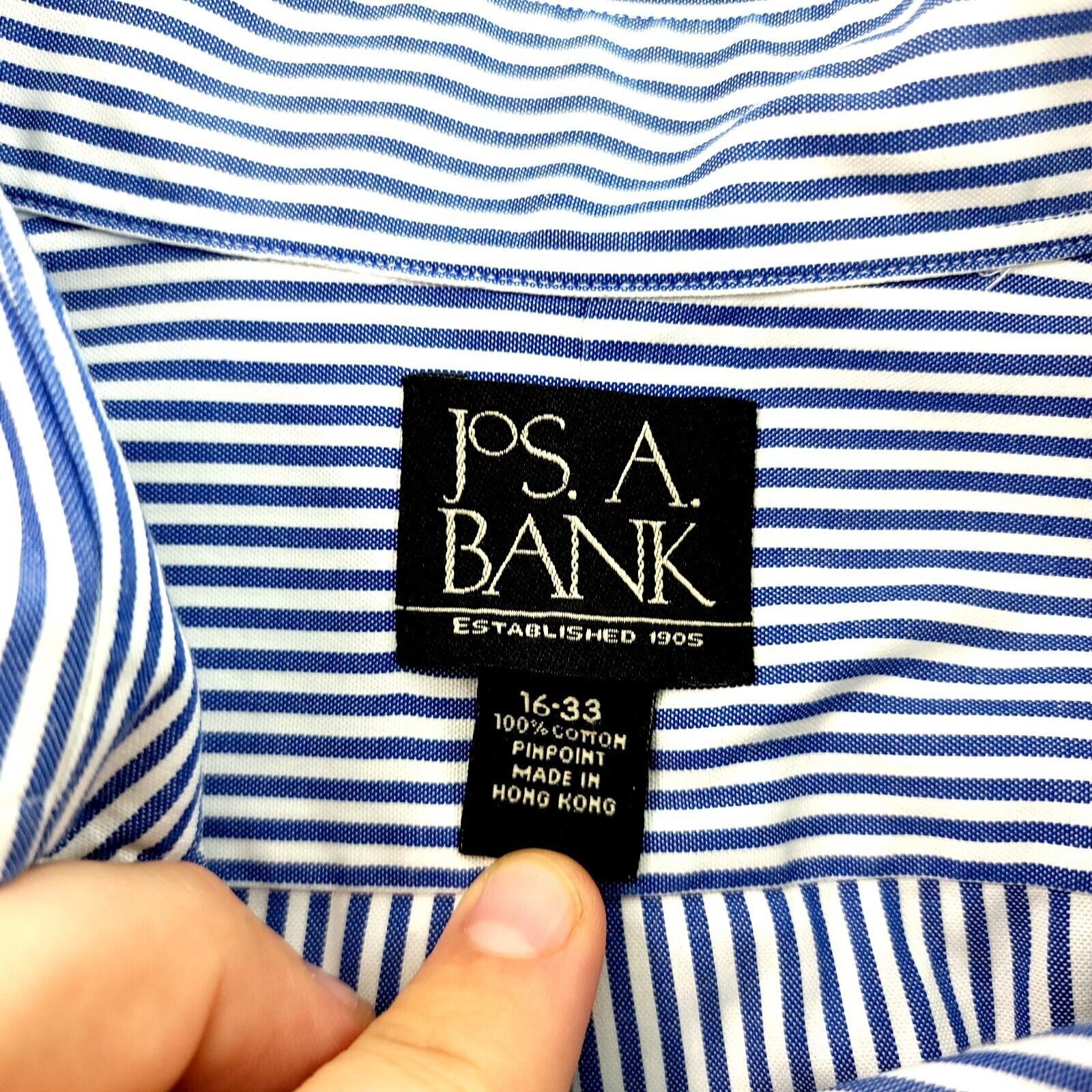 Jos. A. Bank Jos A Bank White Blue Striped Front Pocket Pinpoint Cotton B Size US M / EU 48-50 / 2 - 7 Thumbnail