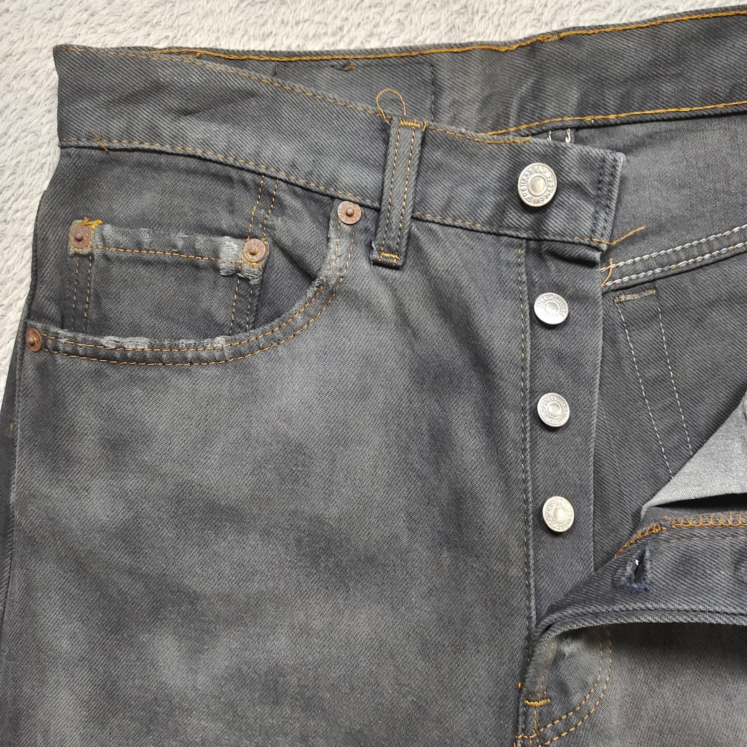 Levi's Vintage 90s Levi’s 501 Overdyed Black Patched Knees Charcoal Size US 30 / EU 46 - 7 Thumbnail