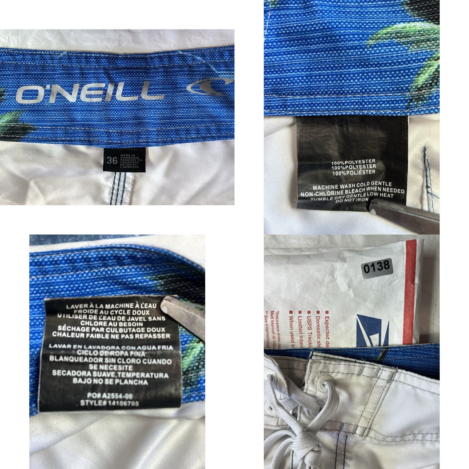 O'Neill O'Neill Board Shorts Trunks Mens 36 Blue White Red Geometric Beach Surf Swim Size US 36 / EU 52 - 8 Thumbnail