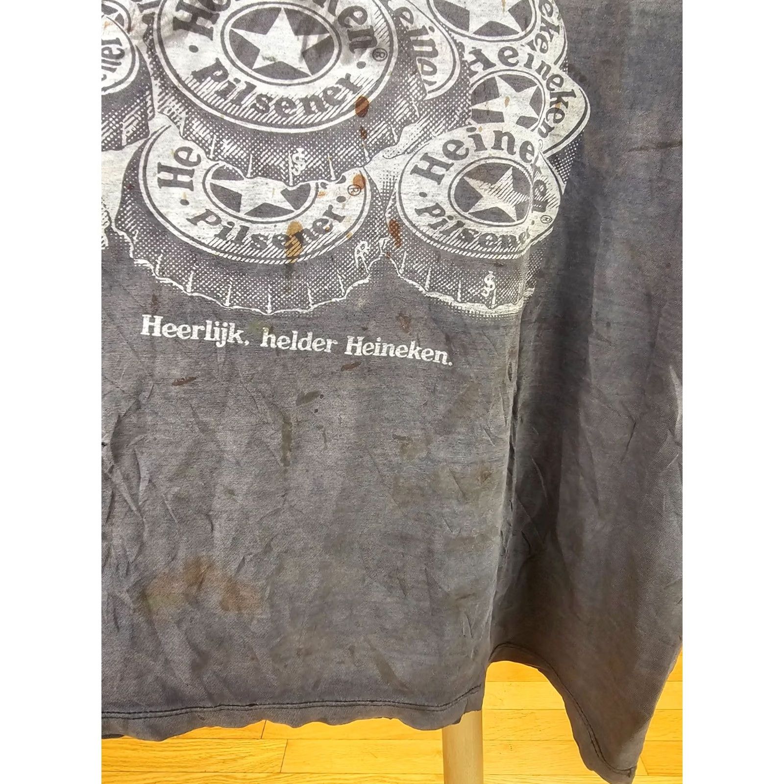Vintage VINTAGE T-SHIRT MEN XL BLACK DISTRESSED GRADIANT SUN FADED TRASHED HEINEKEN SUPERSTARS Size US XL / EU 56 / 4 - 7 Thumbnail