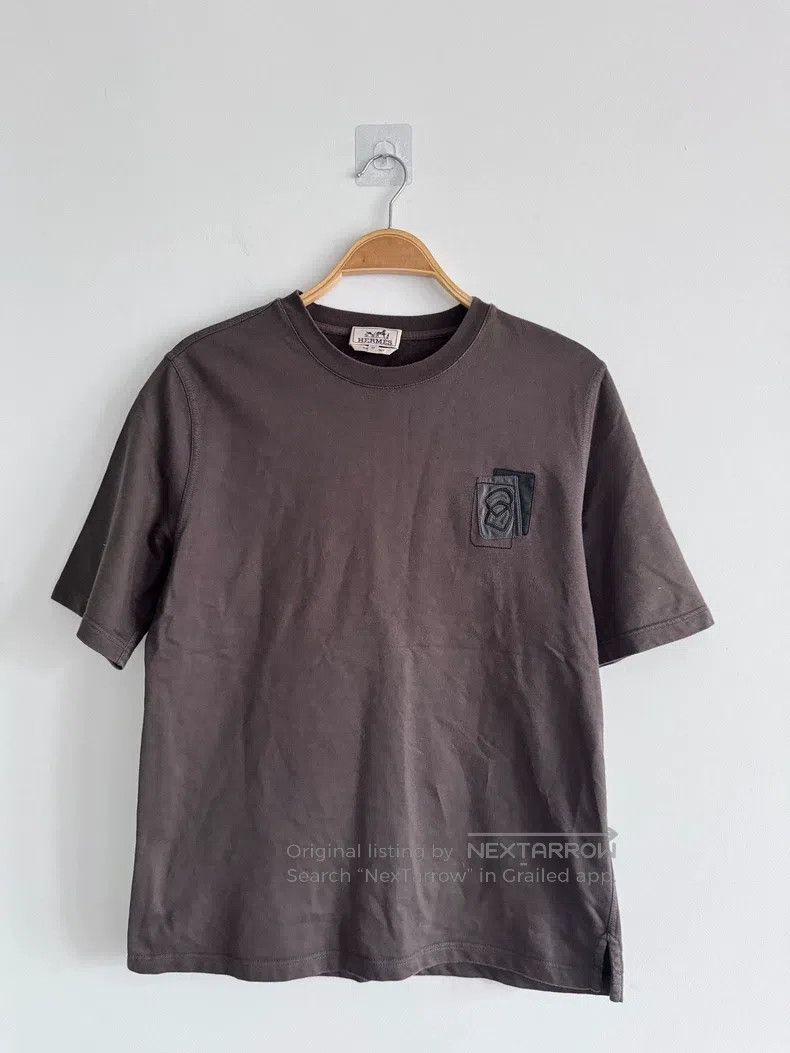 Hermes Hermes Chestnut short-sleeve T-shirt with a small lamb lea Size M / US 6-8 / IT 42-44 - 1 Thumbnail