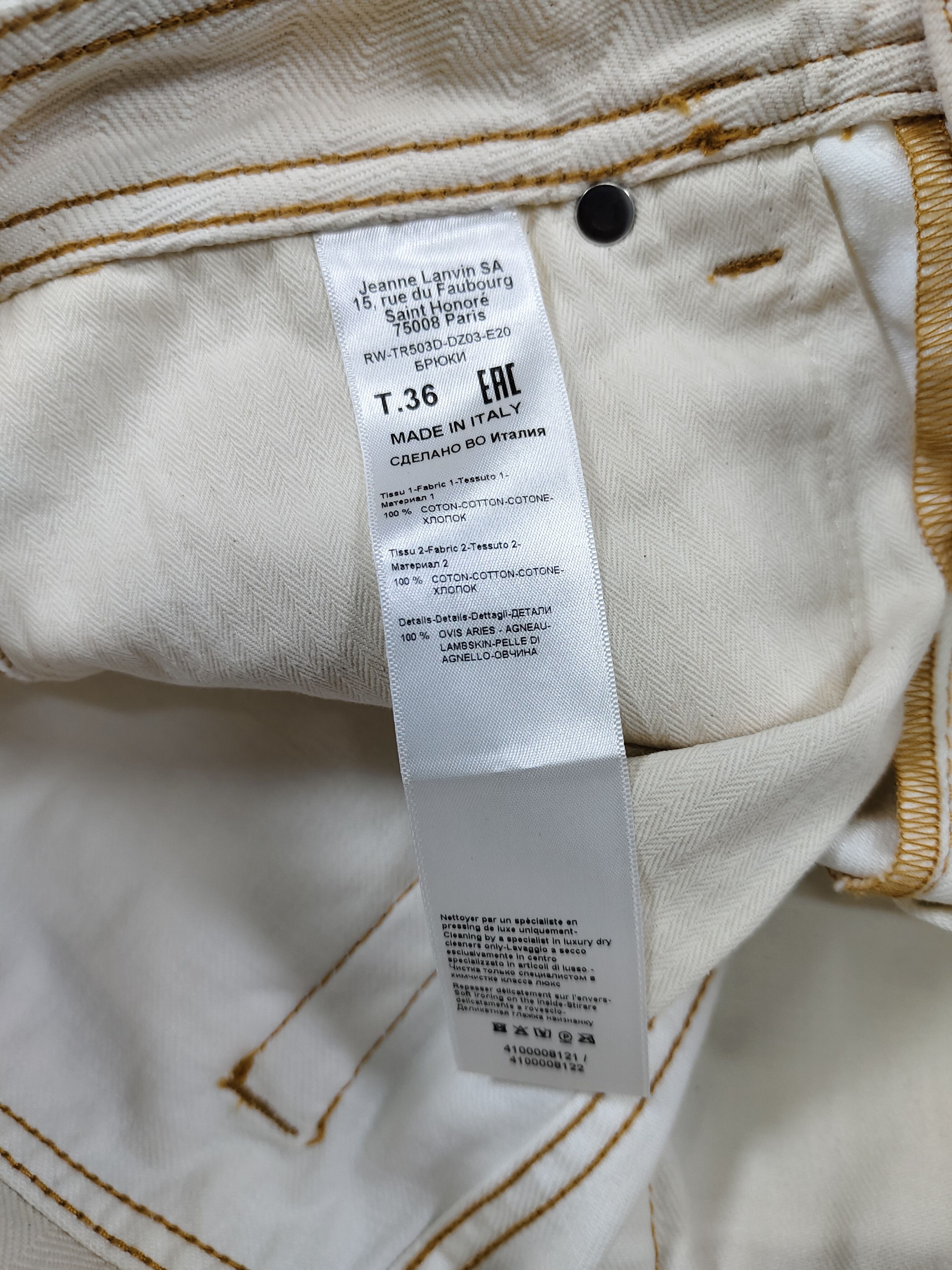 Lanvin LANVIN- Panel Cropped Carpenter Utility Leather Pocket Jeans Size 31" - 7 Thumbnail