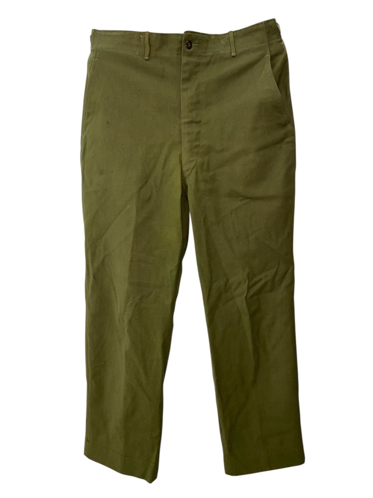Vintage Vtg US Army 1950s military issue olive wool field trousers Size US 33 - 3 Thumbnail