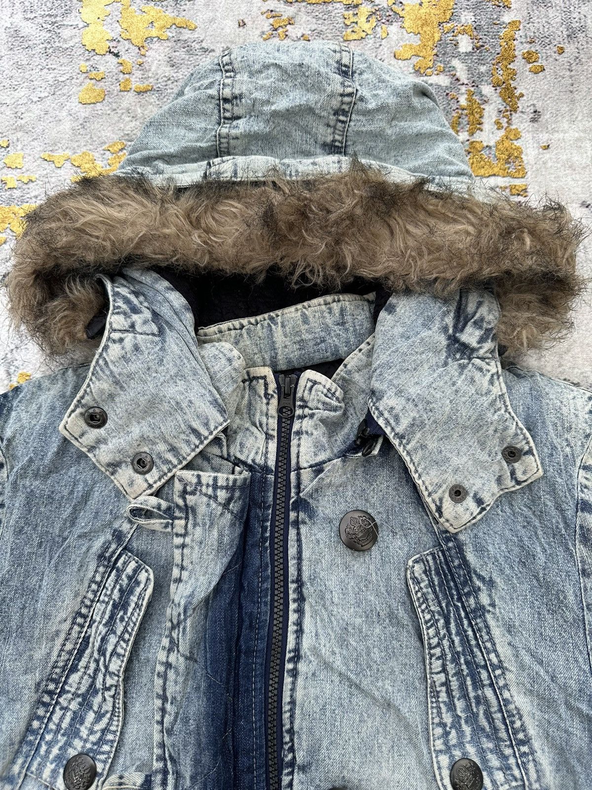 Beauty Beast WASHED DENIM FUR JACKET JAPANESE Style Archive PERSODEA Size US L / EU 52-54 / 3 - 7 Thumbnail