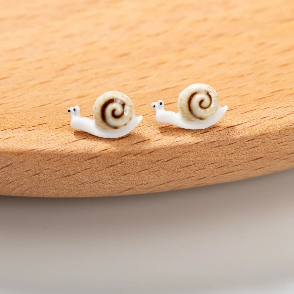 Jewelry Snails Stud Earrings Ceramic Ear Gift For Her Size ONE SIZE - 1 Thumbnail