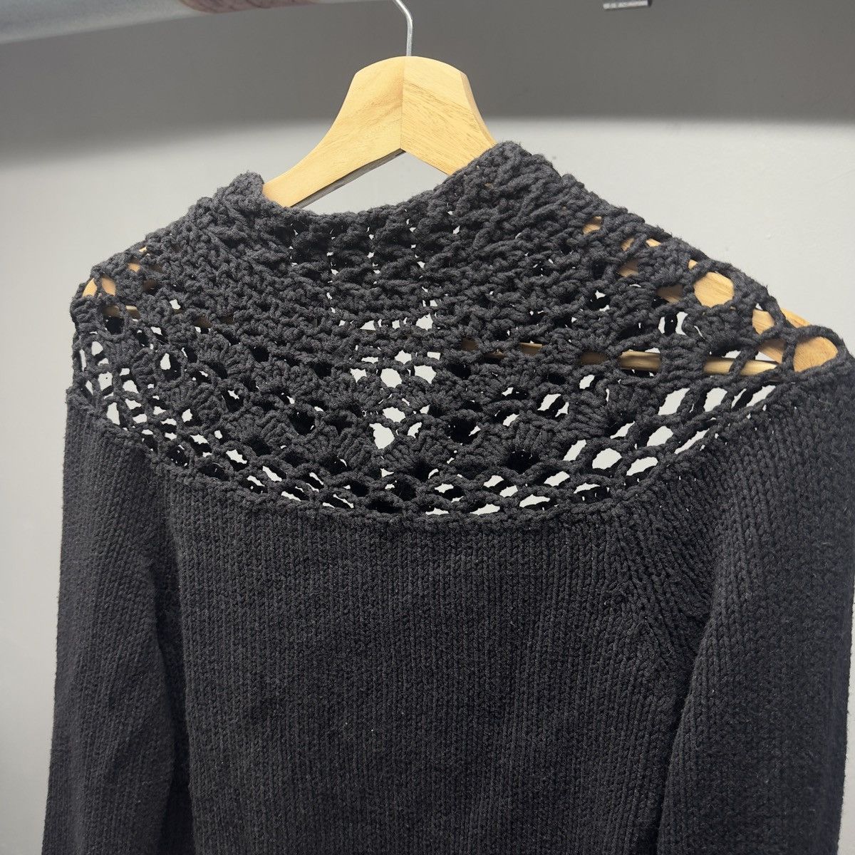 Vintage Vintage Crochet Yoke Lace Mock Neck Knit Sweater ERD Grunge Size L / US 10 / IT 46 - 6 Thumbnail
