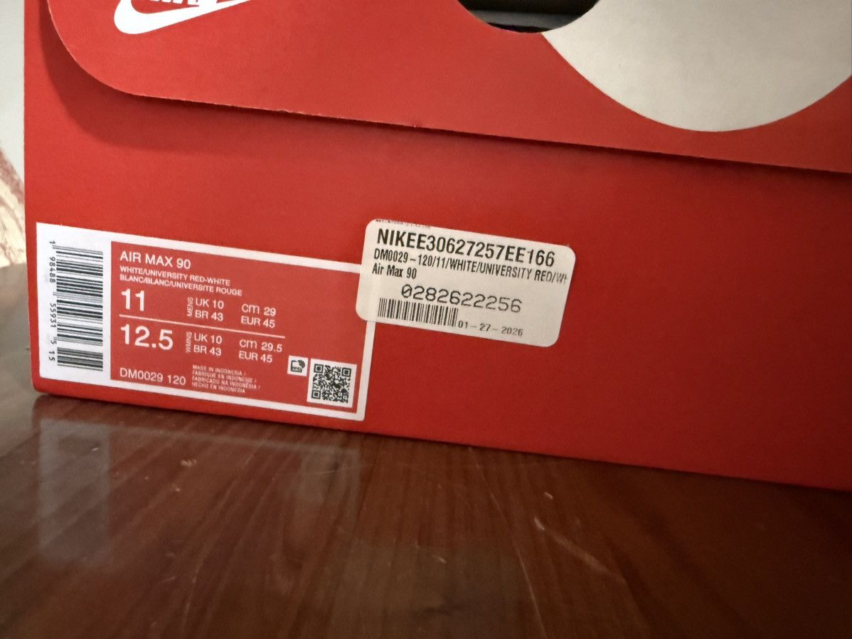 Nike Nike Air Max 90 “White/University Red/White” Men’s Size 11 Size US 11 / EU 44 - 8 Thumbnail
