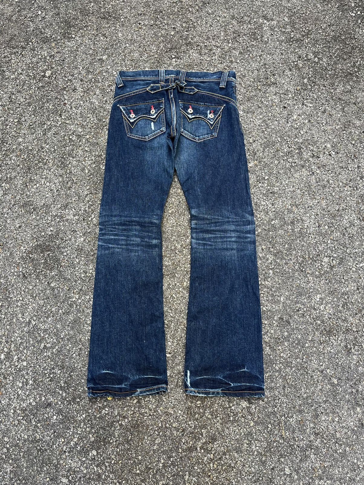Hysteric Glamour Flare Jeans Edwin Rude Zero Distressed Denim Buckles Back Size US 30 / EU 46 - 10 Thumbnail