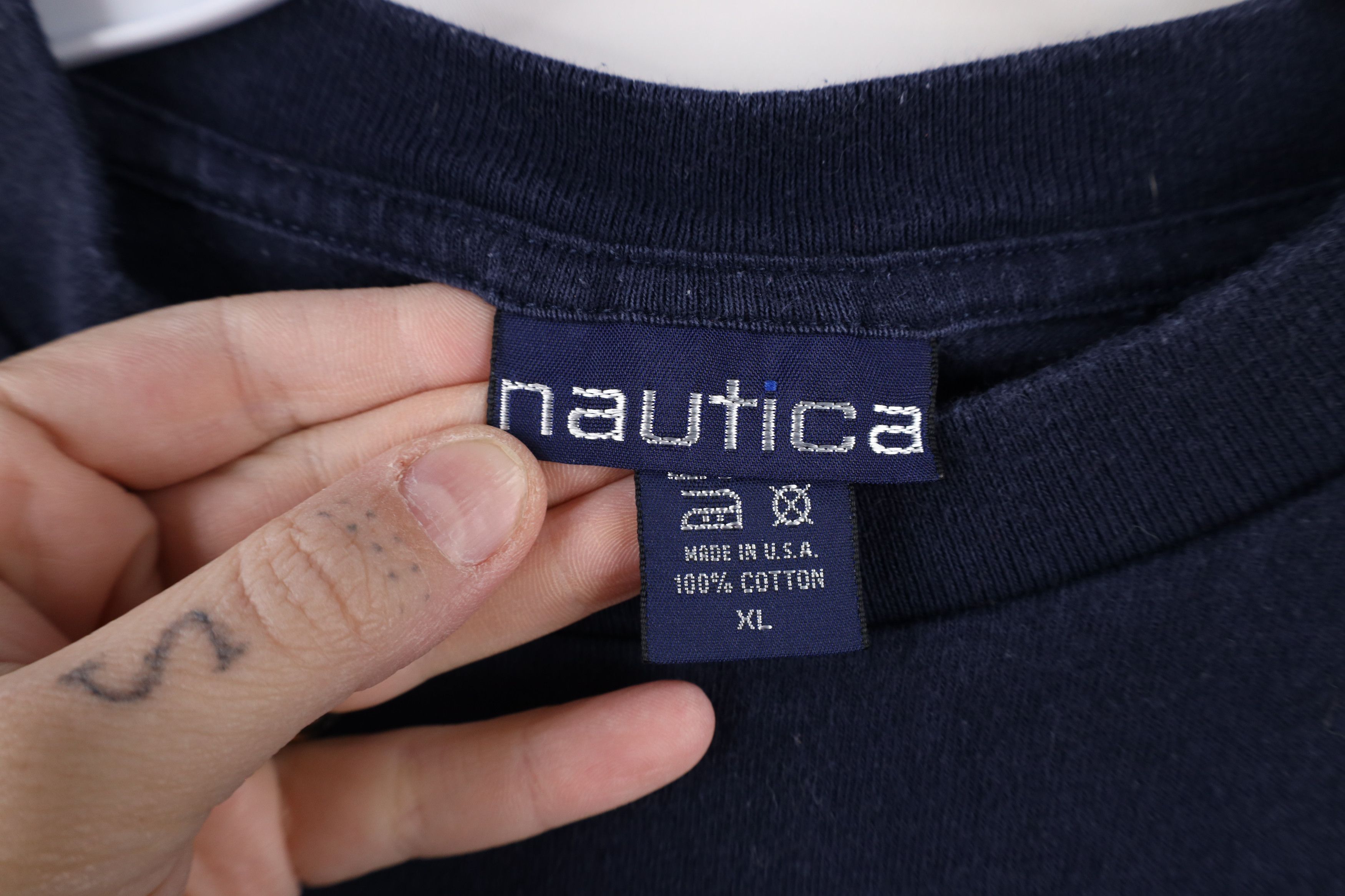 Nautica × Vintage Vintage 90s Nautica Short Sleeve T-Shirt Blue Cotton USA Size US XL / EU 56 / 4 - 6 Thumbnail