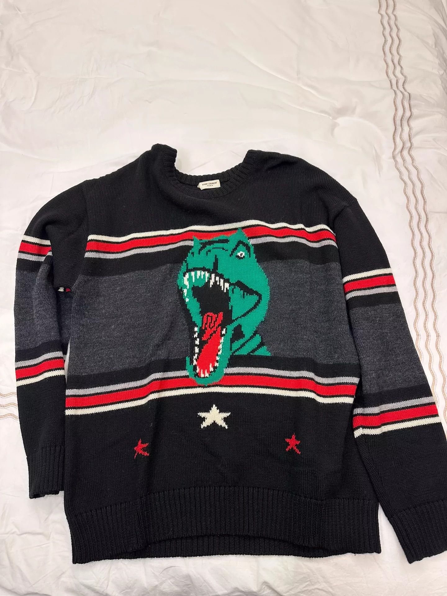 Saint Laurent Paris Dinosaur printed sweater
