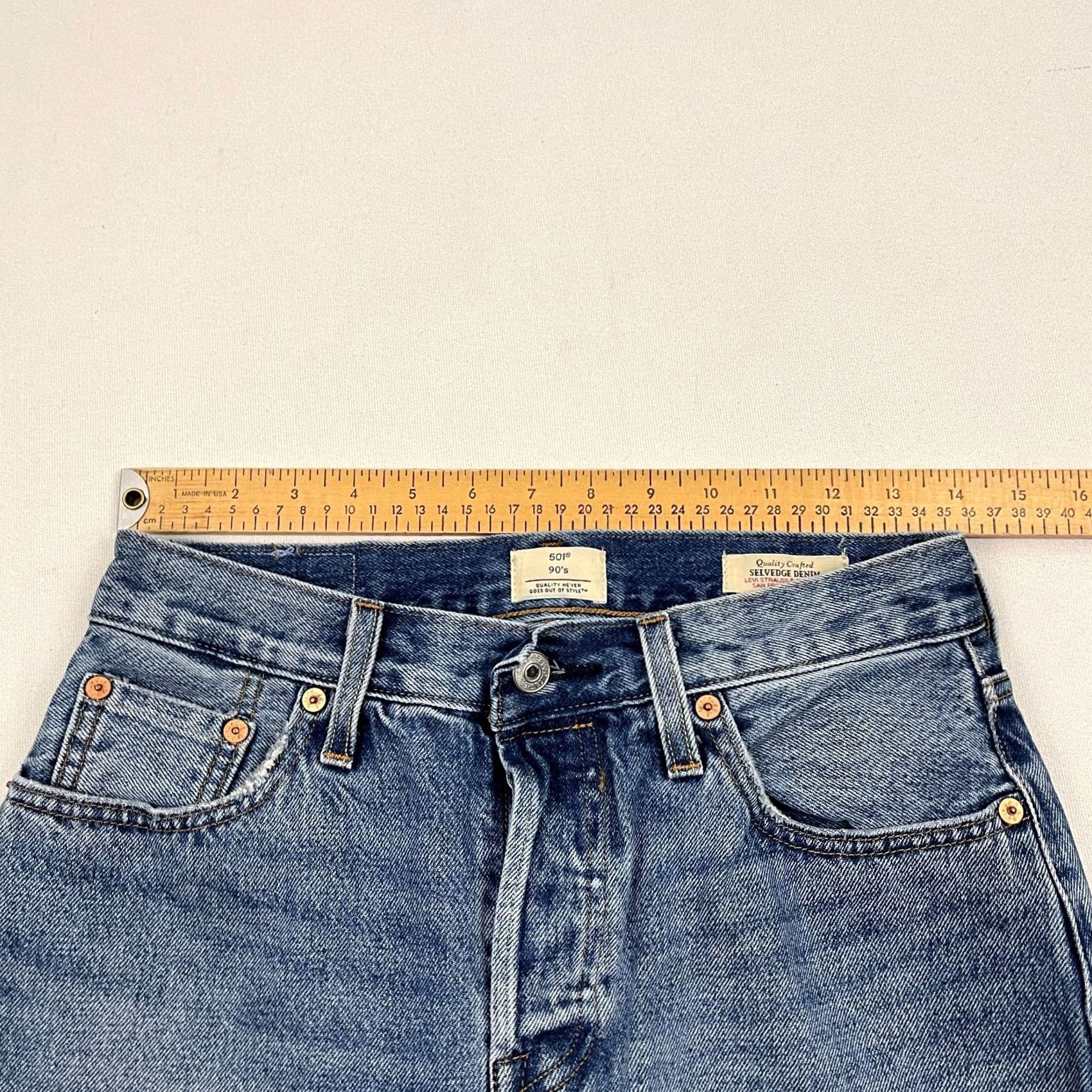 Levi's Levi's 501 Womens Jeans Slim Straight 90s Blue Denim 28 x 29 Button Fly Vintage No N/A Size 28" / US 6 / IT 42 - 4 Thumbnail