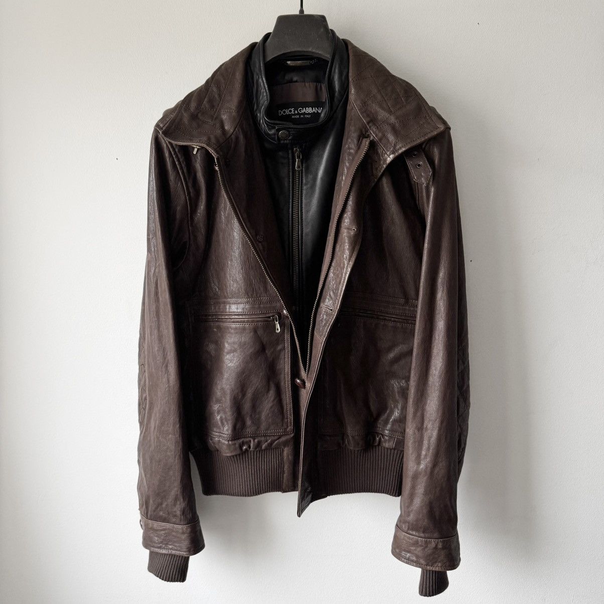 Dolce & Gabbana Dolce & Gabbana FW2005 Double Layered Bomber Leather Jacket Size US L / EU 52-54 / 3 - 1 Thumbnail