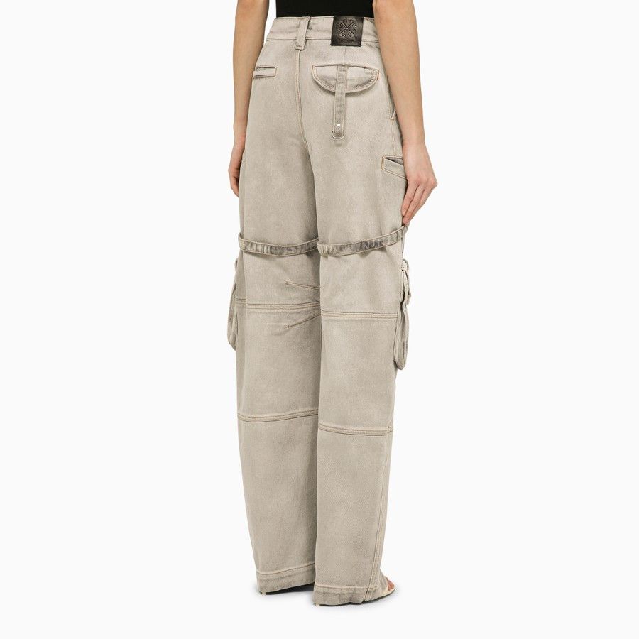 Off-White o1d2blof0924 Oversized Burnt Denim Cargo Jeans in Grey Size 27" / US 4 / IT 40 - 4 Thumbnail