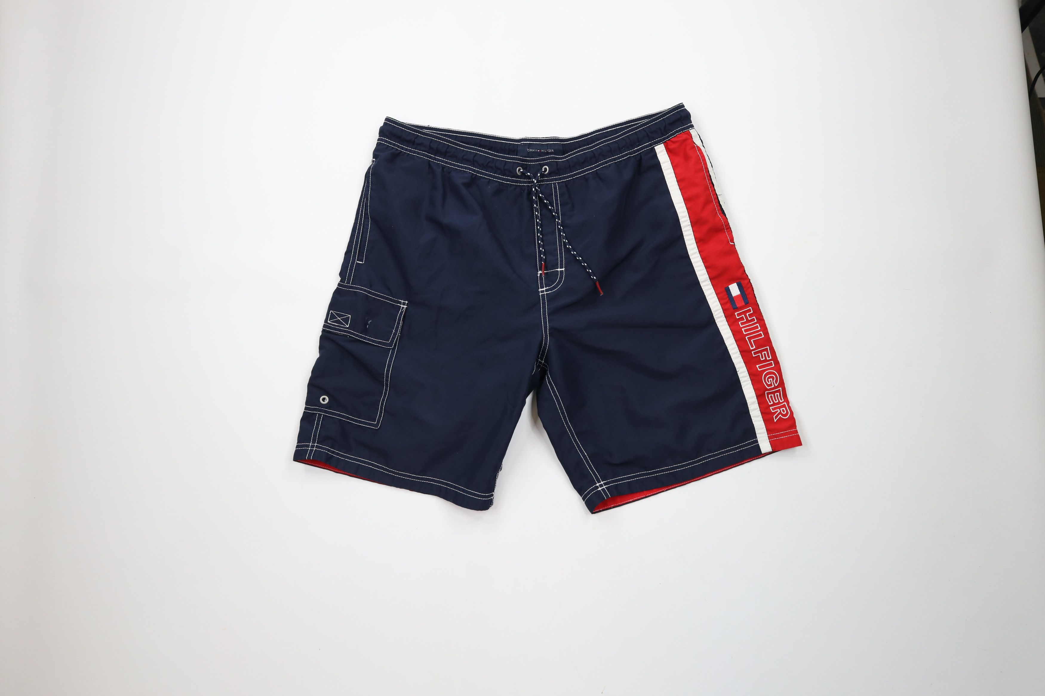 Tommy Hilfiger × Vintage Vintage Tommy Hilfiger Spell Out Lined Shorts Swim Trunks Size US 32 / EU 48 - 1 Thumbnail