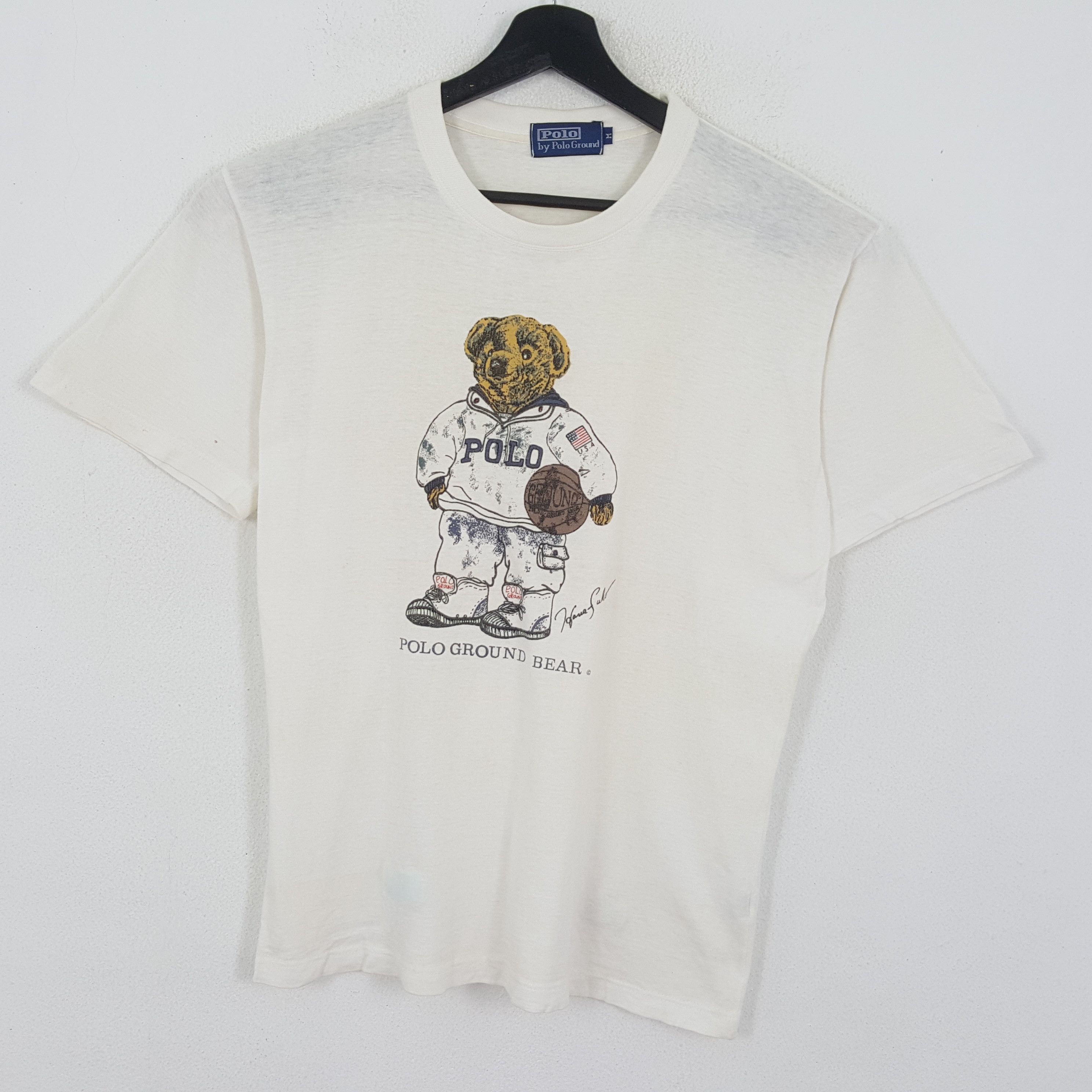 Polo Ralph Lauren × Vintage POLO GROUND BEAR Center Logo Design Tshirt Size US M / EU 48-50 / 2 - 1 Thumbnail