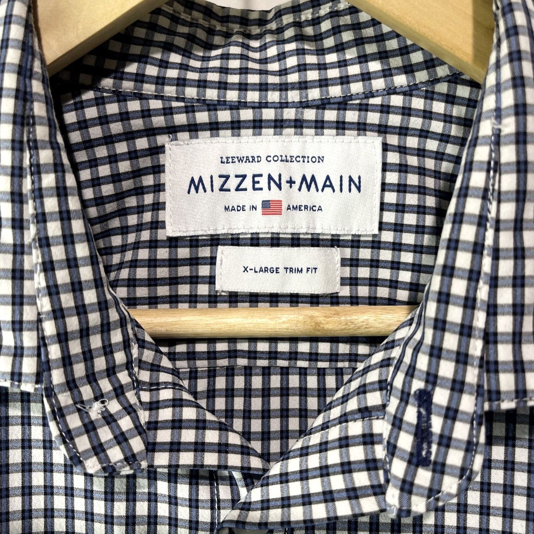Mizzen+Main Mizzen+Main Shirt Mens XL Blue Button Cutaway Leeward Check Size US XL / EU 56 / 4 - 3 Thumbnail