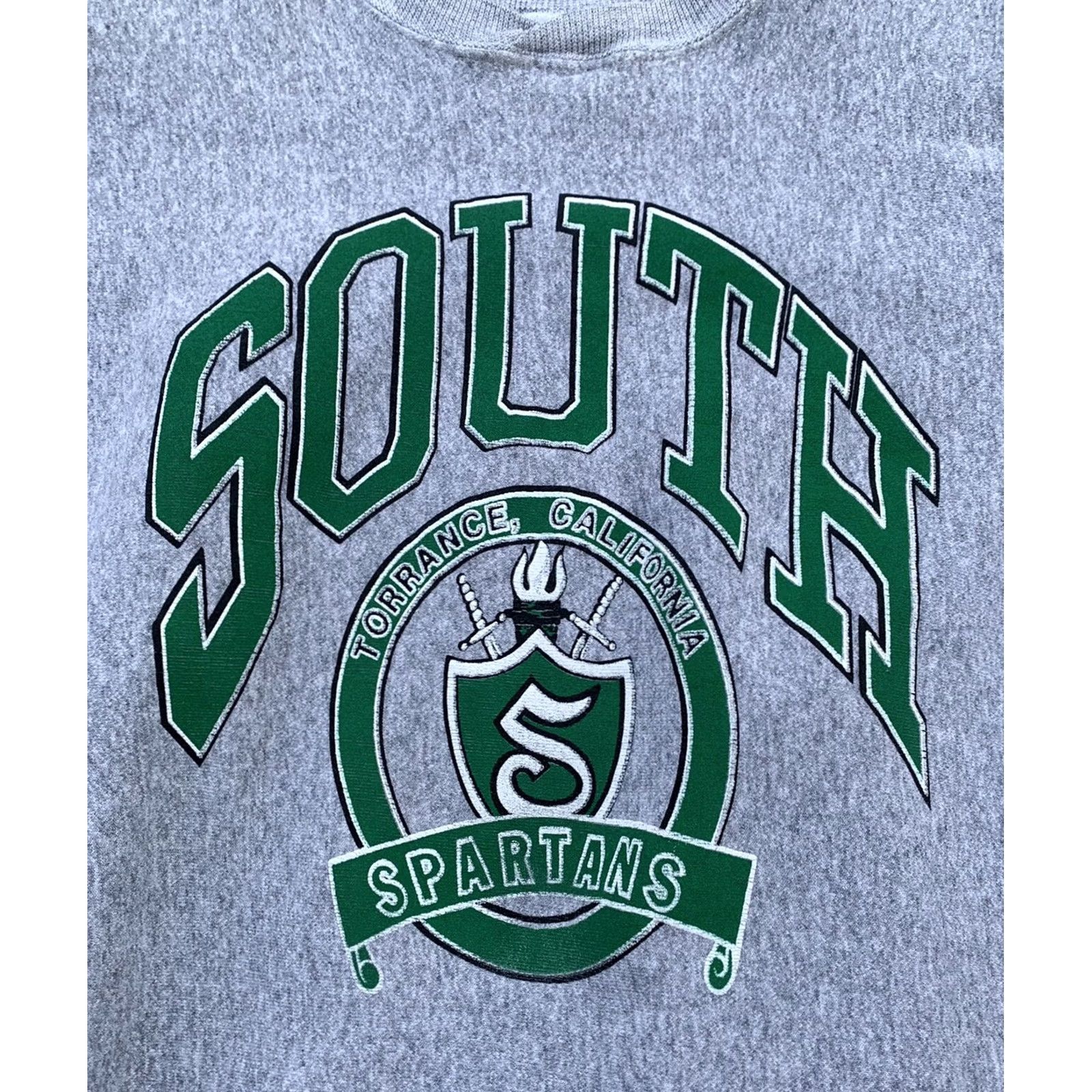 Hanes VINTAGE Hanes Sweatshirt Men L Gray Graphic Print South Spartans Torrance California Made in USA 80s 90s California Themepullover Size US L / EU 52-54 / 3 - 5 Thumbnail