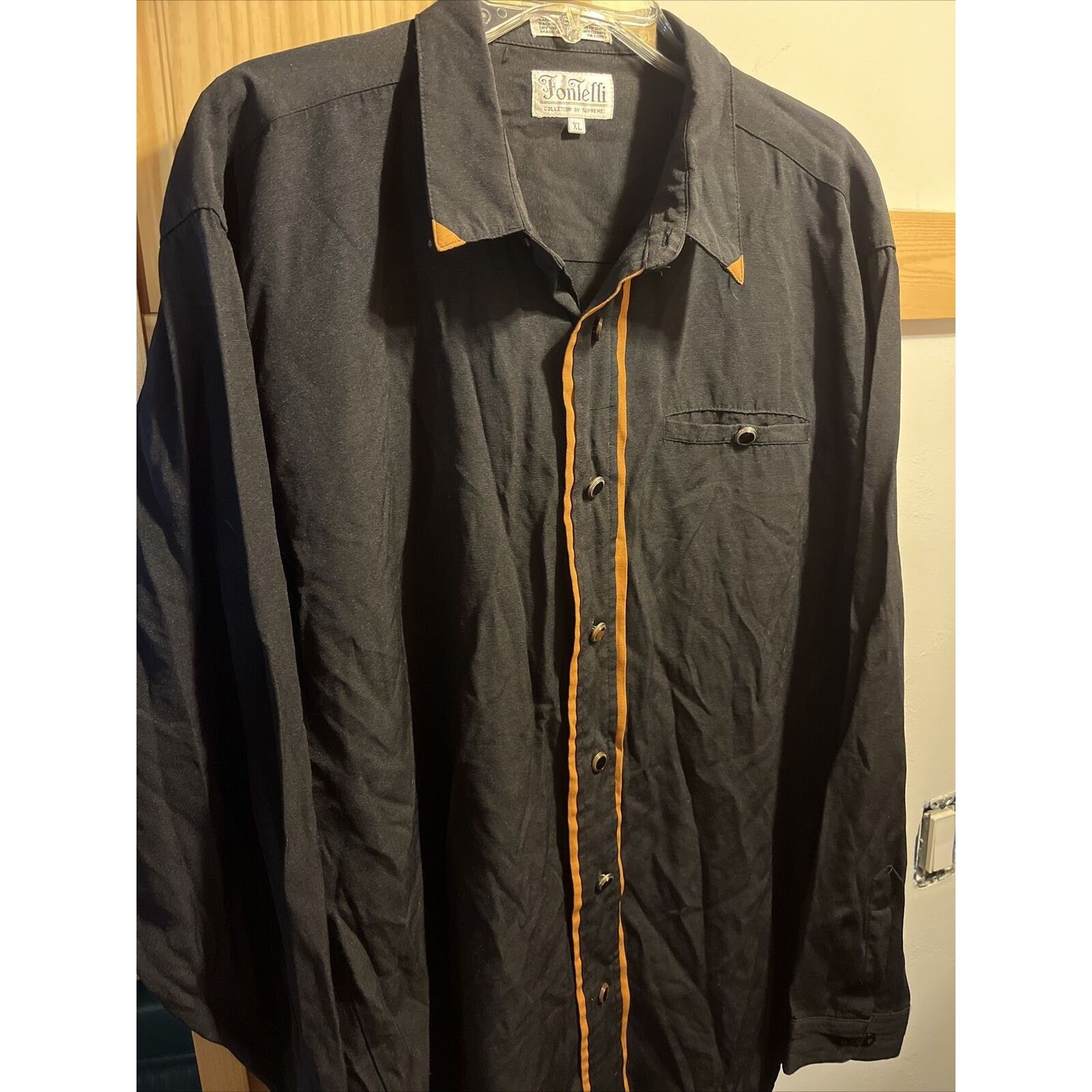 Supreme Fontelli By Supreme VTG Men’s XL Black Rayon Polyester Shirt Size US XL / EU 56 / 4 - 2 Thumbnail