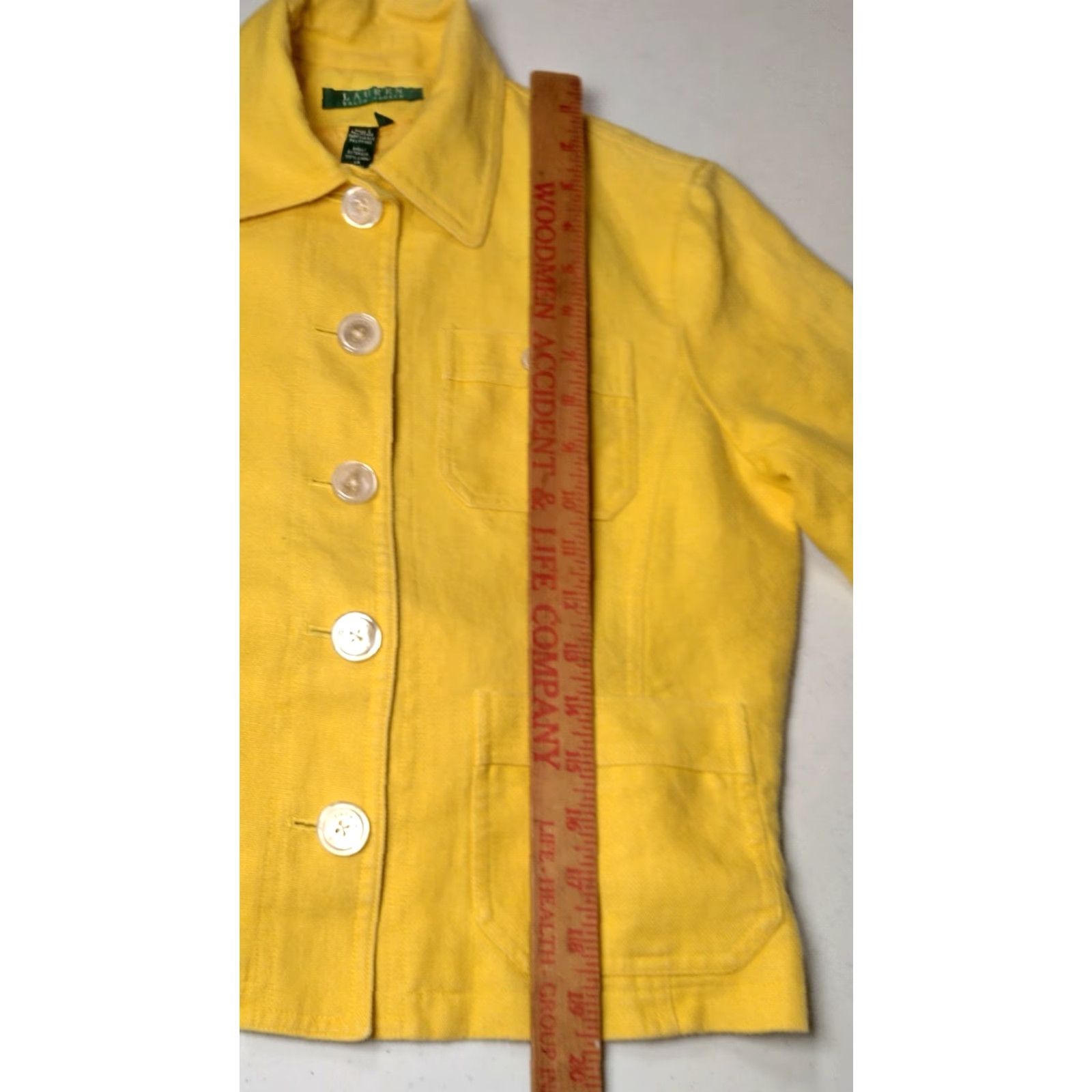 Ralph Lauren VINTAGE Lauren Ralph Lauren Blouse Women Size 6 Yellow Linen Short Sleeve Button Up Business Casual Preppy Size M / US 6-8 / IT 42-44 - 5 Thumbnail