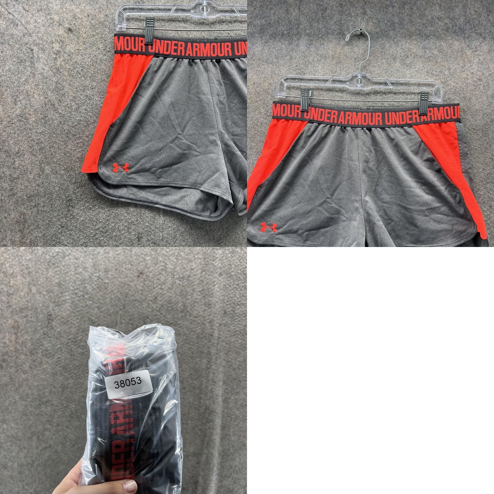 Under Armour Under Armour Shorts Womens Large Gray Red HeatGear Loose Athletic Running Size 36" / US 14 / IT 50 - 8 Thumbnail