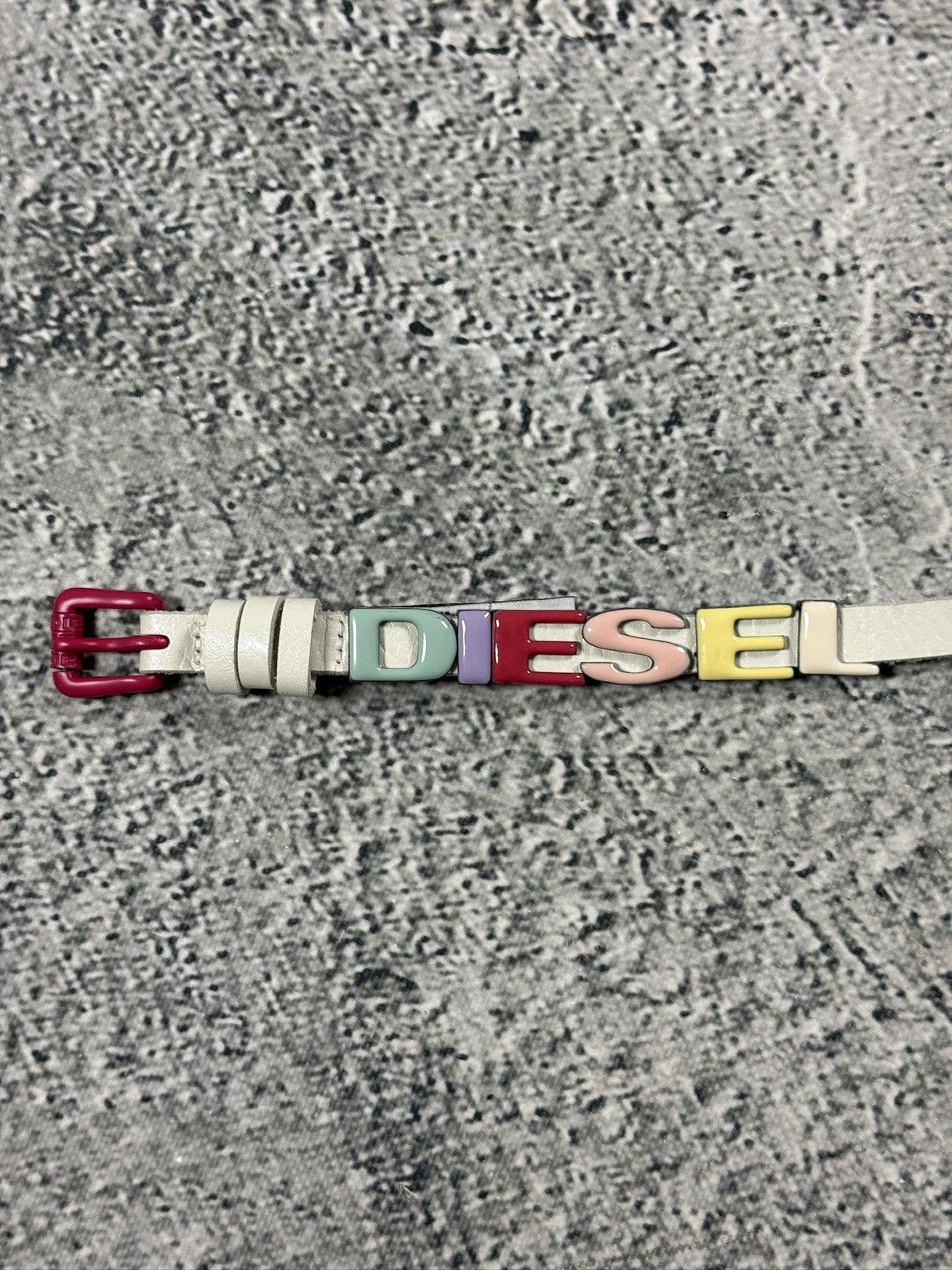 Diesel Diesel leather belt multicolour moving letters Y2K white Size ONE SIZE - 2 Thumbnail