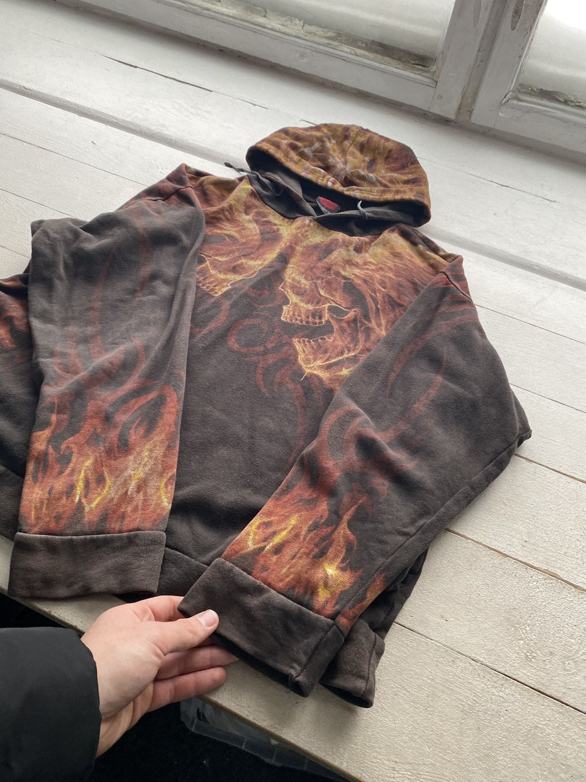 Japanese Brand 🔥Opium Punk Spiral Full Flame Skull Gothic Hoodie oversized Size US XL / EU 56 / 4 - 7 Thumbnail