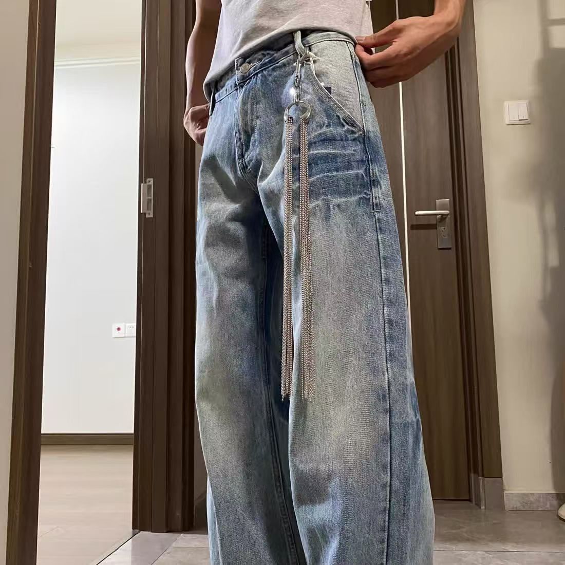 Japanese Brand × Jean Men's blue washed retro street straight jeans Size US 32 / EU 48 - 5 Thumbnail