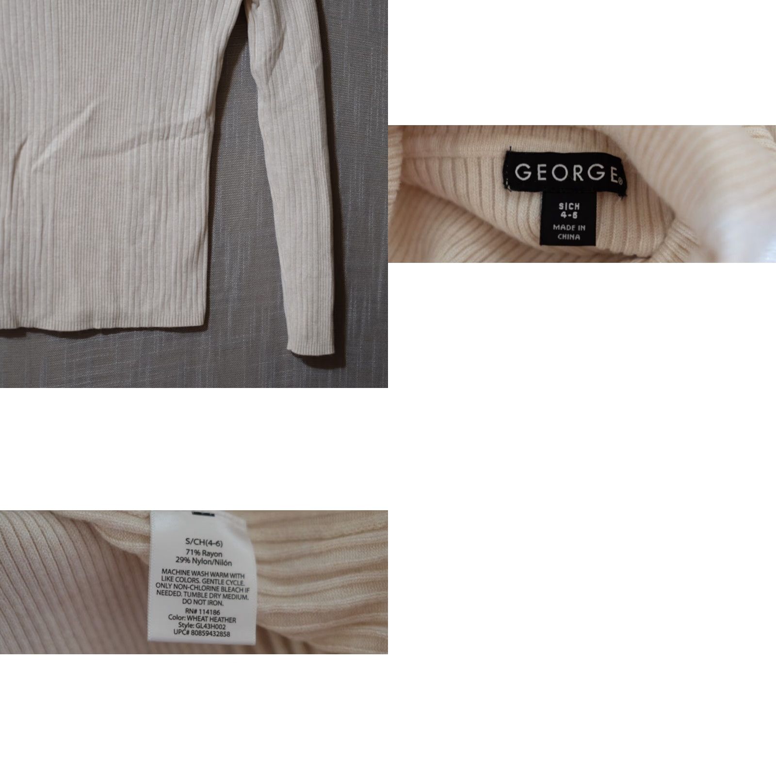 George VINTAGE Nwot! George Ivory Turtleneck Sweater Ribbed Pullover Sweater Women's S #H55-58 Size S / US 4 / IT 40 - 8 Thumbnail