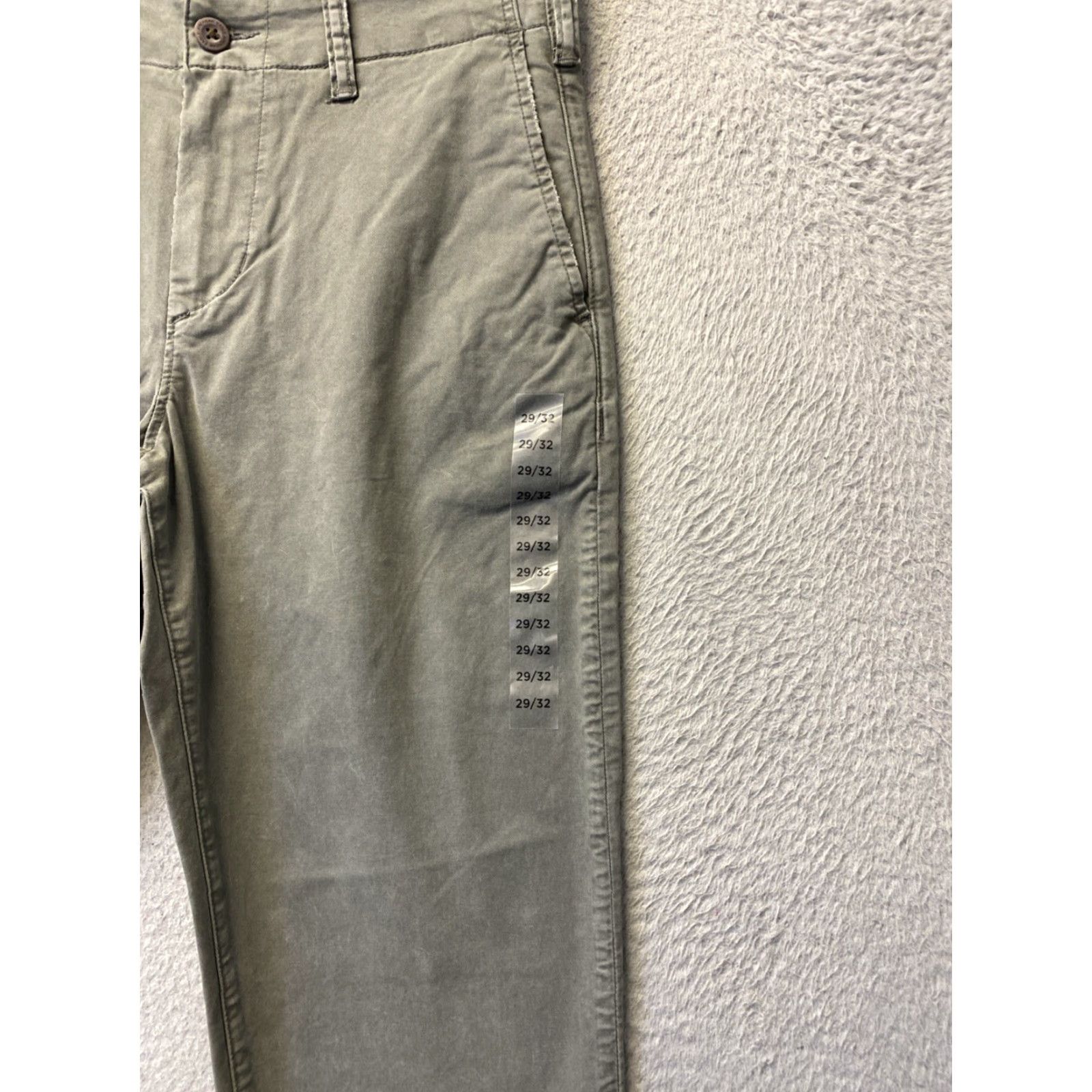 Vintage American Eagle Chino Pants Mens 29x32 Faded Olive Green Flat Front Stretch Regular Khakis Casual Preppy Logo Buttons Zip 62 Size US 29 - 2 Thumbnail