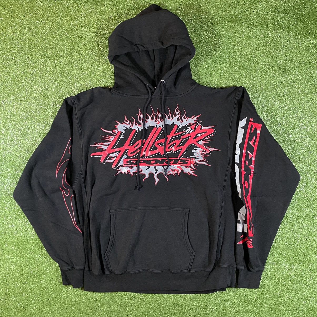 image of Hellstar Sports Future Flame Hoodie in Black, Men's (Size Large)
