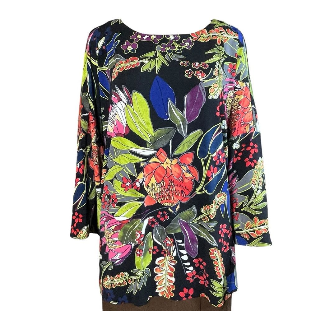 Chicos Chico's Easy Chic Floral-Print Relaxed Top Size 2 US L Size L / US 10 / IT 46 - 9 Thumbnail
