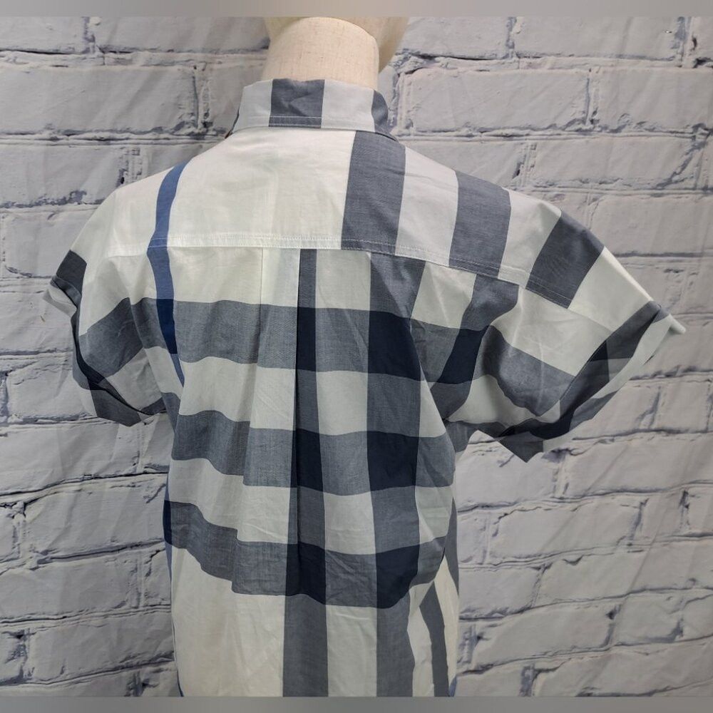 Burberry NWT Burberry Womens Button Down Shirt White Blue Check Shor Size S / US 4 / IT 40 - 9 Thumbnail