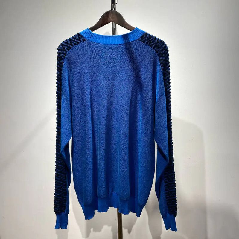 Versace Versace M Blue Cotton Blend Pullover Sweater 0089 Size US M / EU 48-50 / 2 - 1 Thumbnail