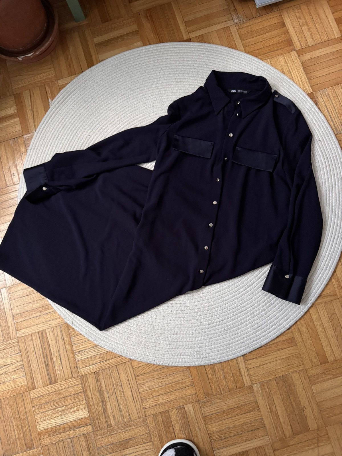 Zara Zara Skiky long navy dress size S Size S / US 4 / IT 40 - 1 Thumbnail