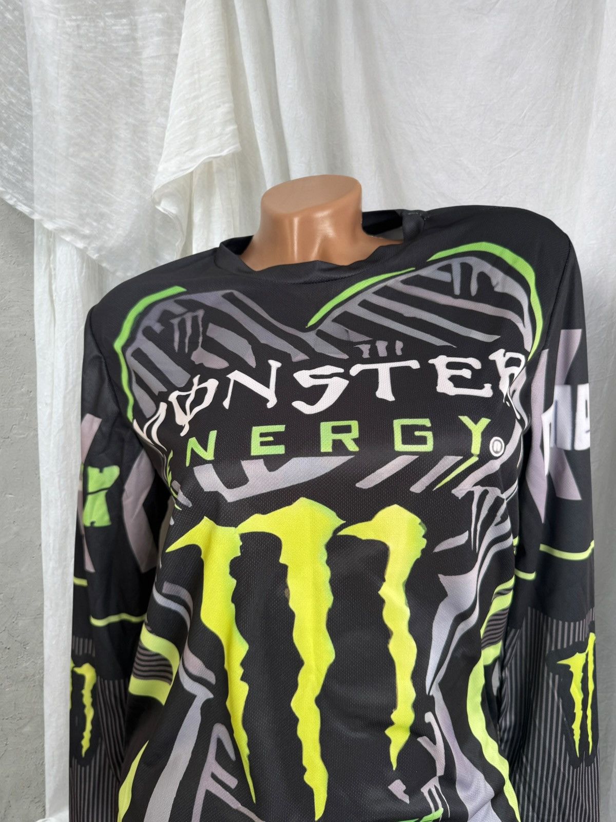 Japanese Brand Monster Energy Y2K Hype Moto Racing Long Sleeve Jersey Size M / US 6-8 / IT 42-44 - 2 Thumbnail