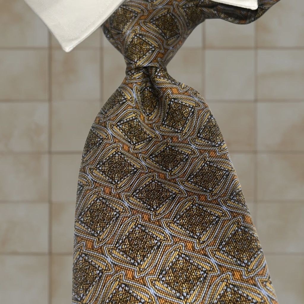 Robert Talbott Robert Talbott Tie Geometric Designer Silk Wide Gold Mens 56 1/2" x 4" Short Vintage No Size ONE SIZE - 1 Thumbnail