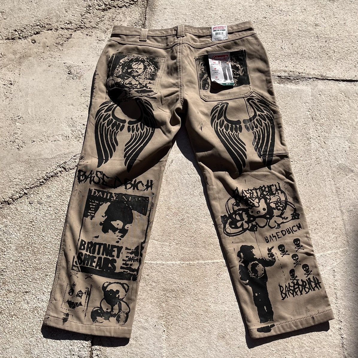 Handmade Basedbich hand printed jeans 40x32 Size US 40 / EU 56 - 2 Thumbnail