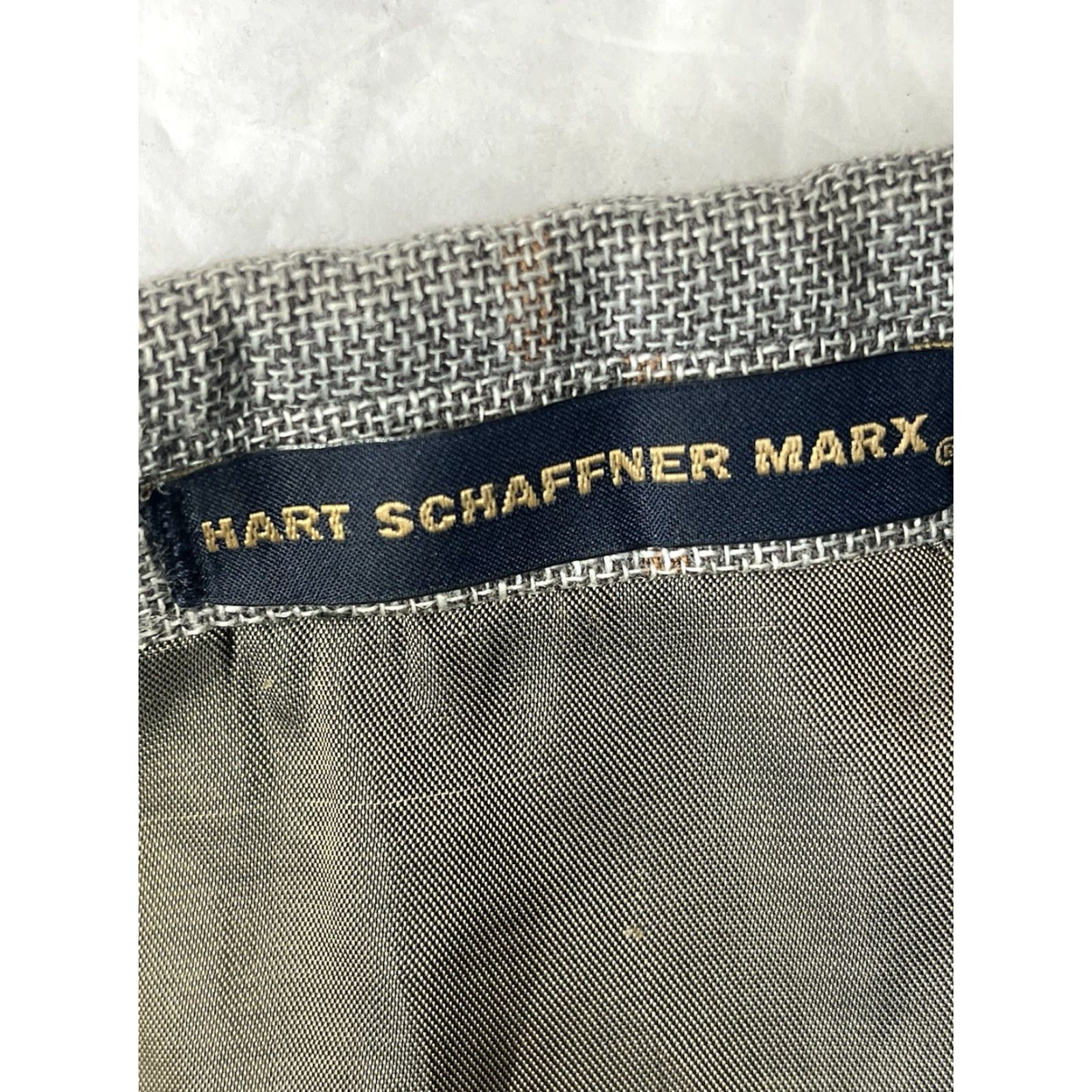 Hart Schaffner Marx Hart Schaffner Marx Gray Blazer Wool Linen Men 46L Union Made Jacket Suit Regular Single-Breasted 1 Piece Chest 46L Classic Business Men Size 46R - 6 Thumbnail
