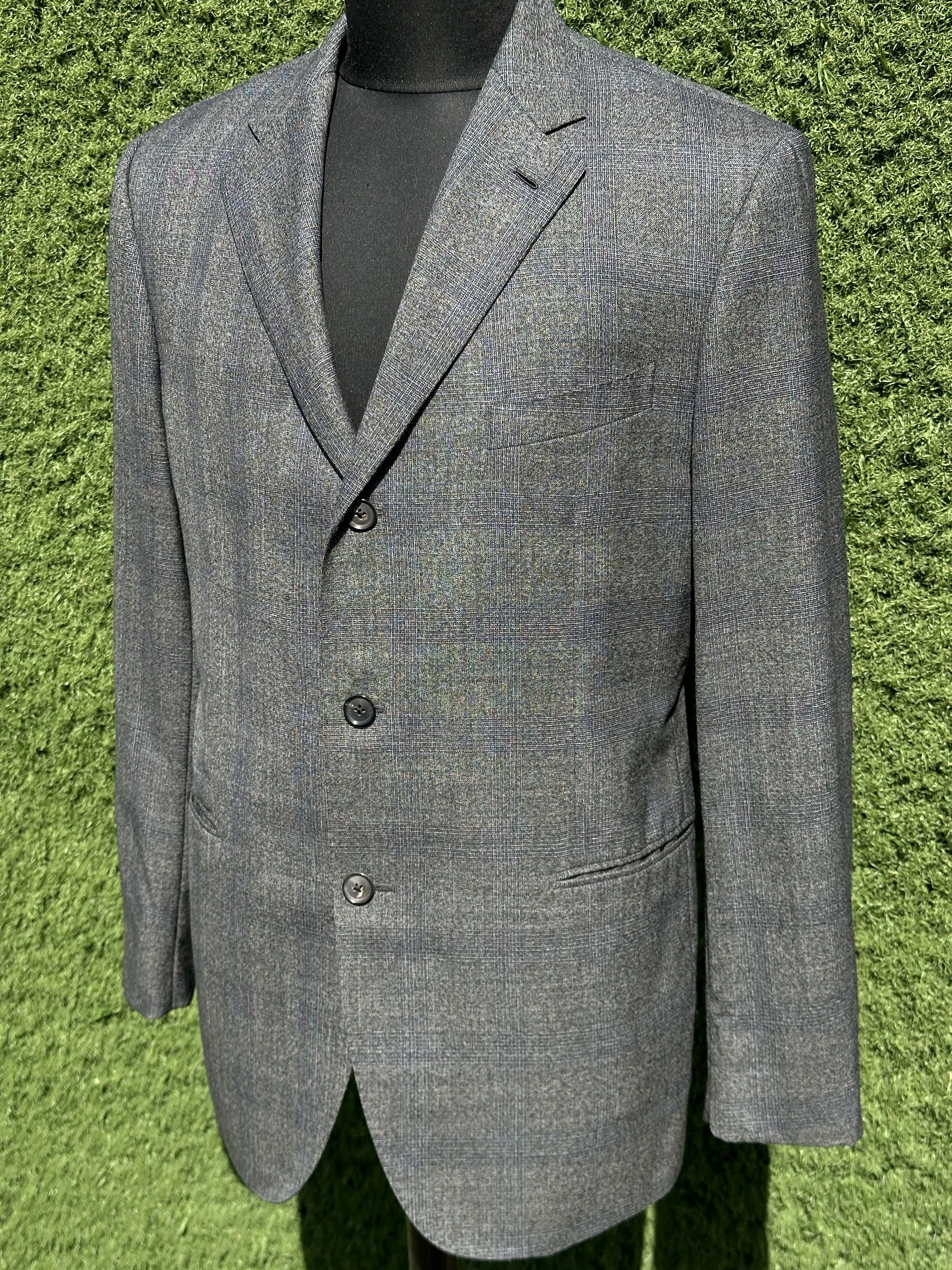 Caruso Caruso 54R 44L Gray Check Blazer Sport Coat Italy 3 Button Size 54R - 8 Thumbnail