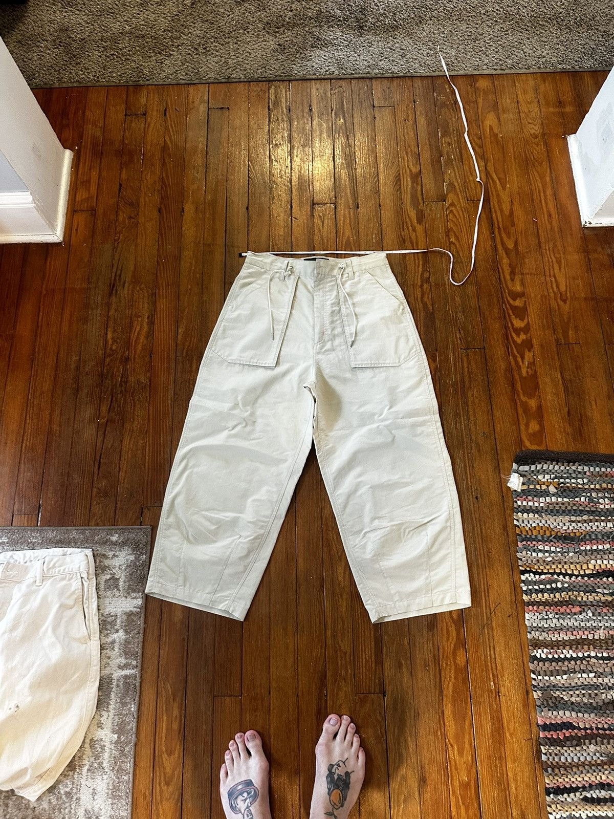 Uniform Bridge UNIFORM BRIDGE White Wide-Leg Trousers Size: 34 (tagged) Size US 30 / EU 46 - 2 Thumbnail