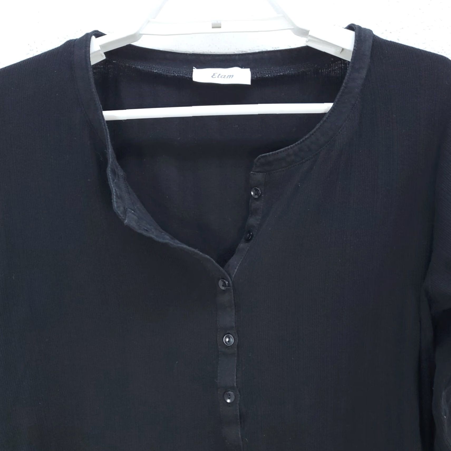 Vintage VINTAGE Etam Women's Sleep Shirt Black Long Sleeve 3/4 BUTTONS SZ 38 Angel Top Mens Womens Girls Size XS / US 0-2 / IT 36-38 - 2 Thumbnail