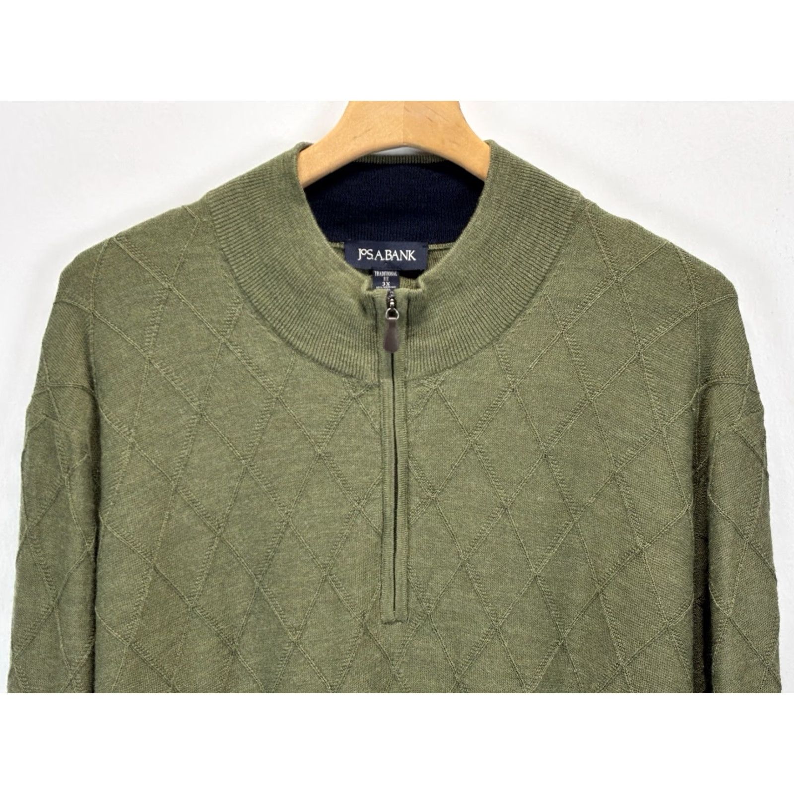 Jos. A. Bank Jos. A. Bank 1/4 Zip Sweater Mens 3XL Green Knit Pullover Big & Tall Traditional Fit Size US XXL / EU 58 / 5 - 2 Thumbnail