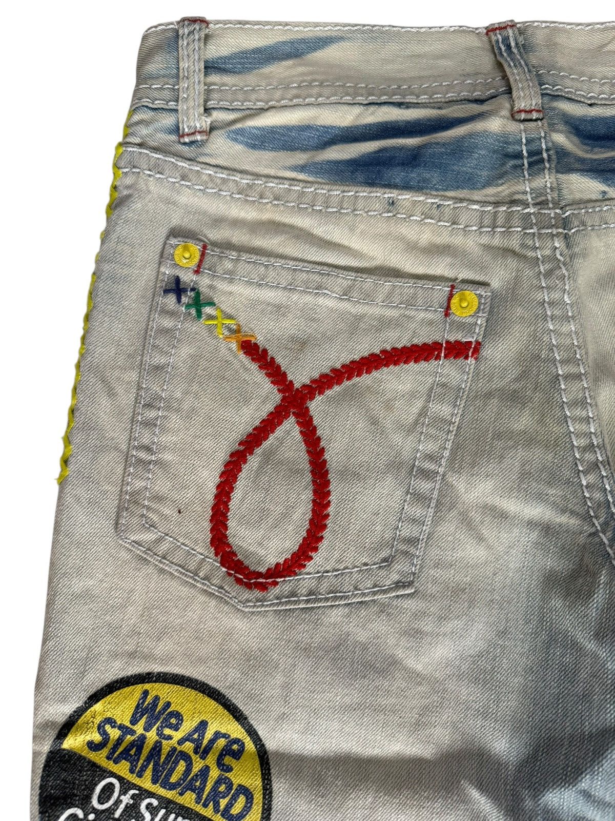 Japanese Brand Y2K Blue Moon Blue Denim Jeans Design Art Hippie Style Size US 28 / EU 44 - 21 Thumbnail