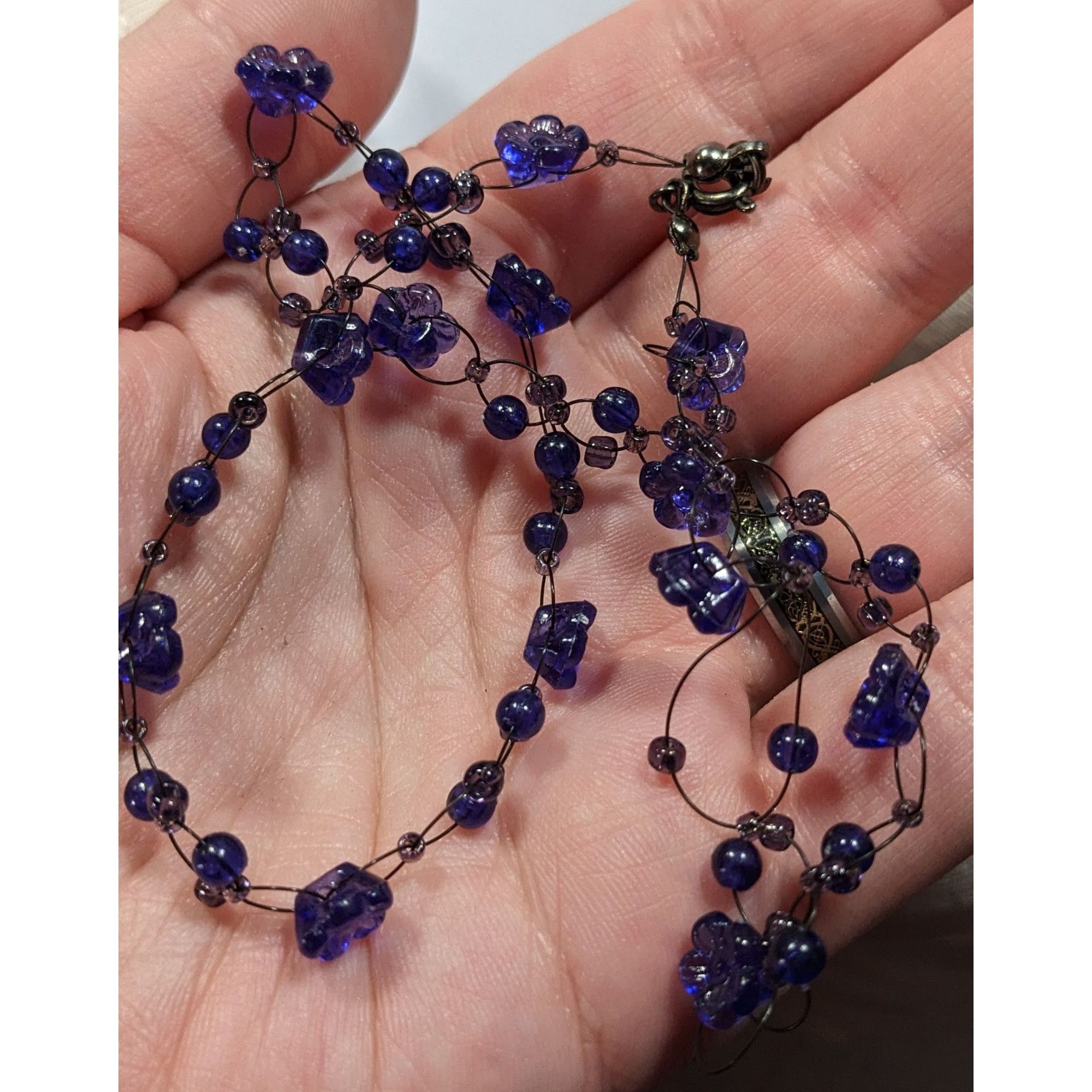Other 90s Style Blue Beaded Floral Necklace Size ONE SIZE - 3 Thumbnail