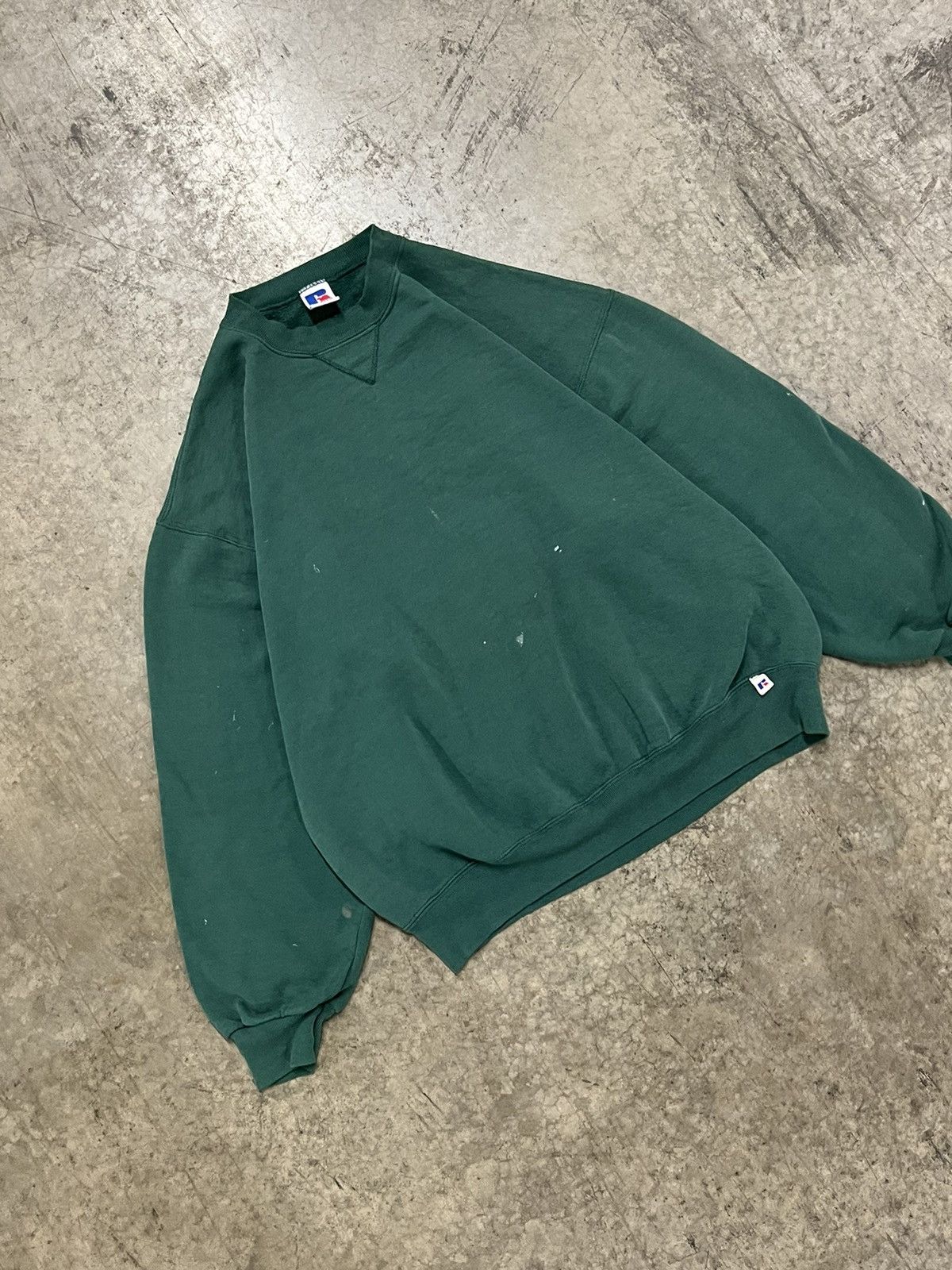 Russell Athletic × Vintage Russell athletic forest green boxy fit crewneck thrashed 90s Size US XL / EU 56 / 4 - 1 Thumbnail