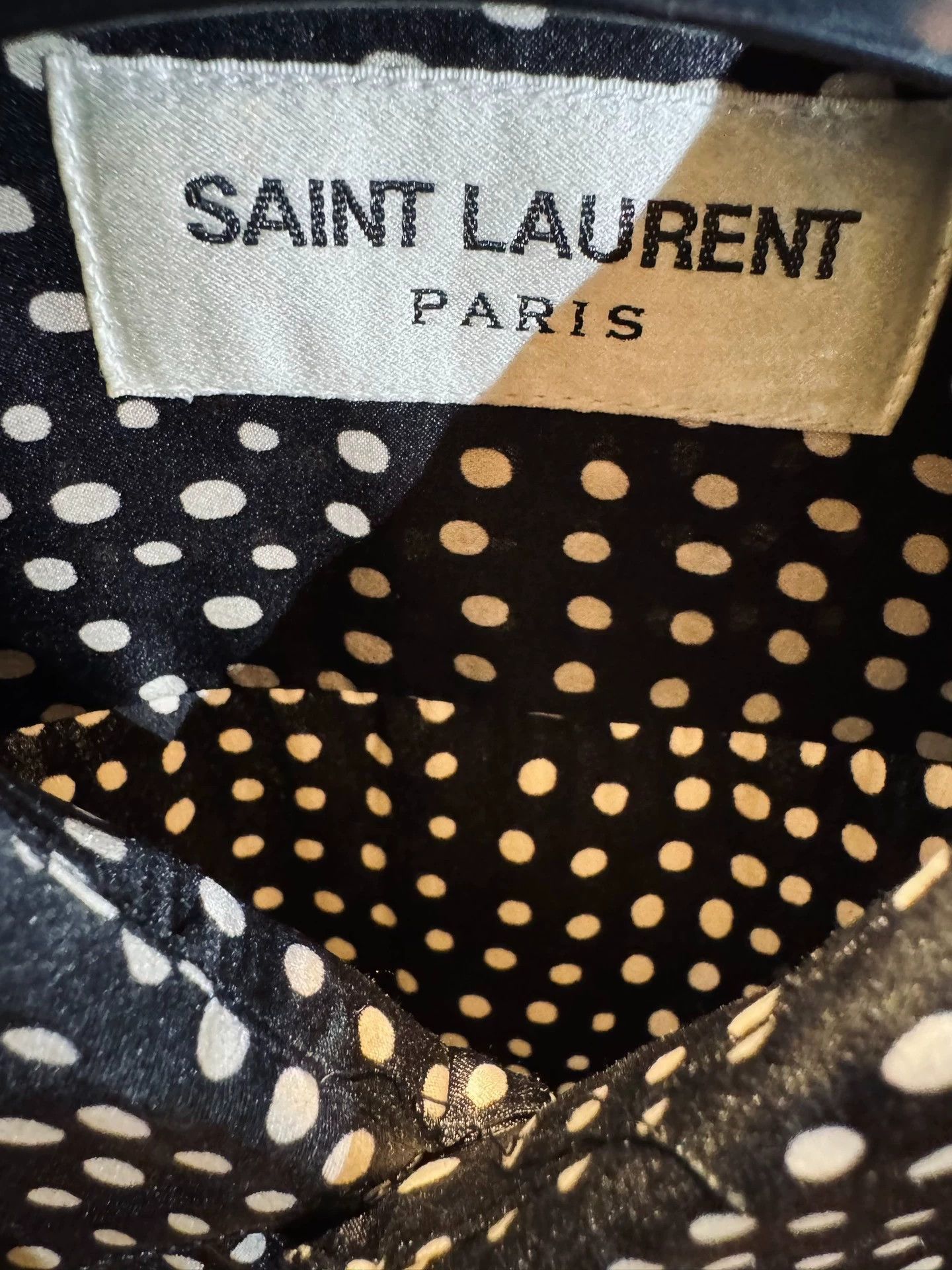 Saint Laurent Paris Saint Laurent 20SS Silk Polka Dot French Pleated Cuff Shirt Size US S / EU 44-46 / 1 - 5 Thumbnail